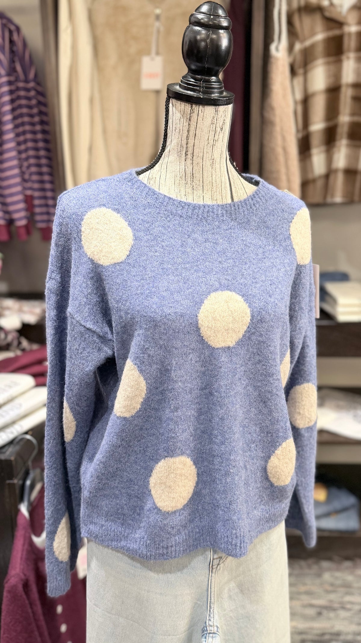 Pull con pois azzurro