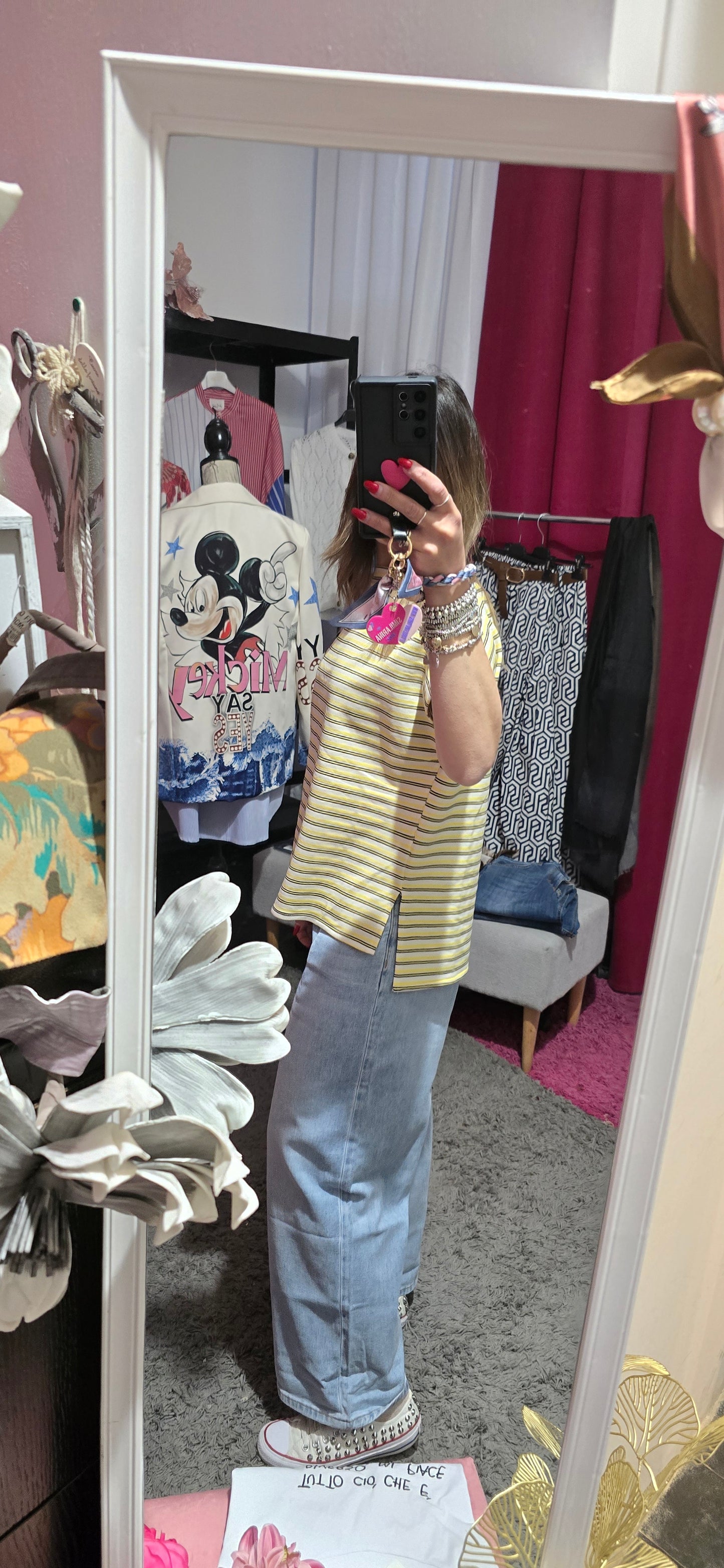 T shirt righe doppia lunghezza yellow
