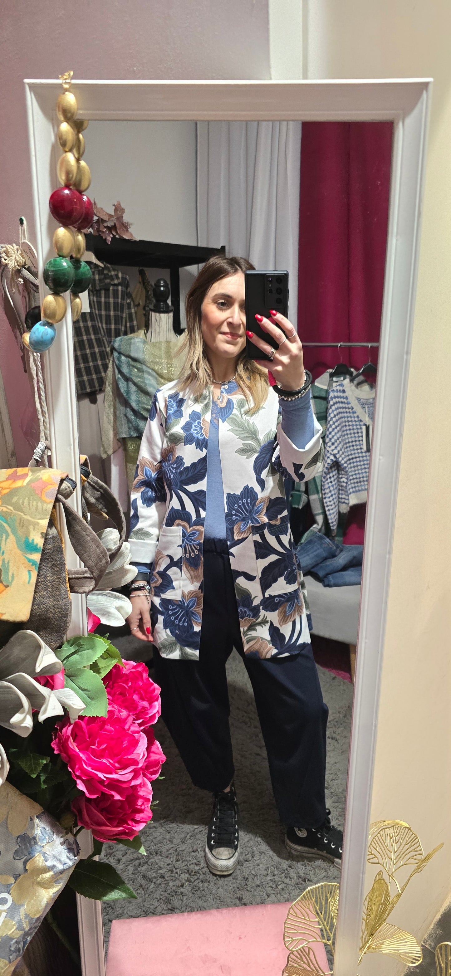 Spolverino suede fiori