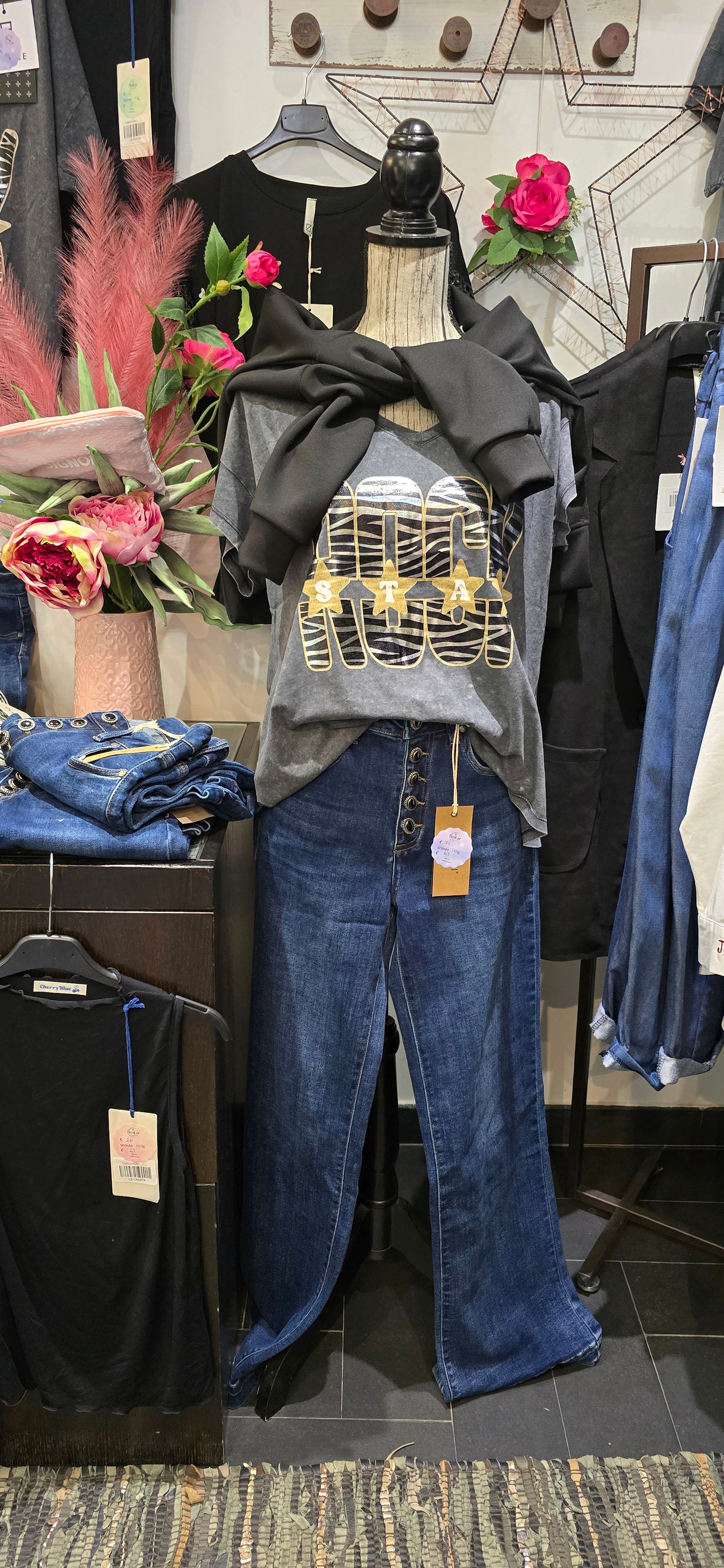 Jeans bottone gioiello