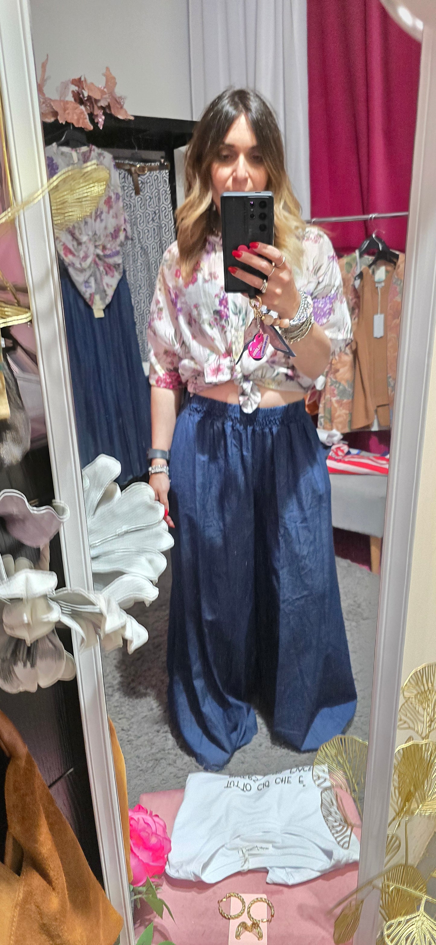 Jeans jersey palazzo scuro