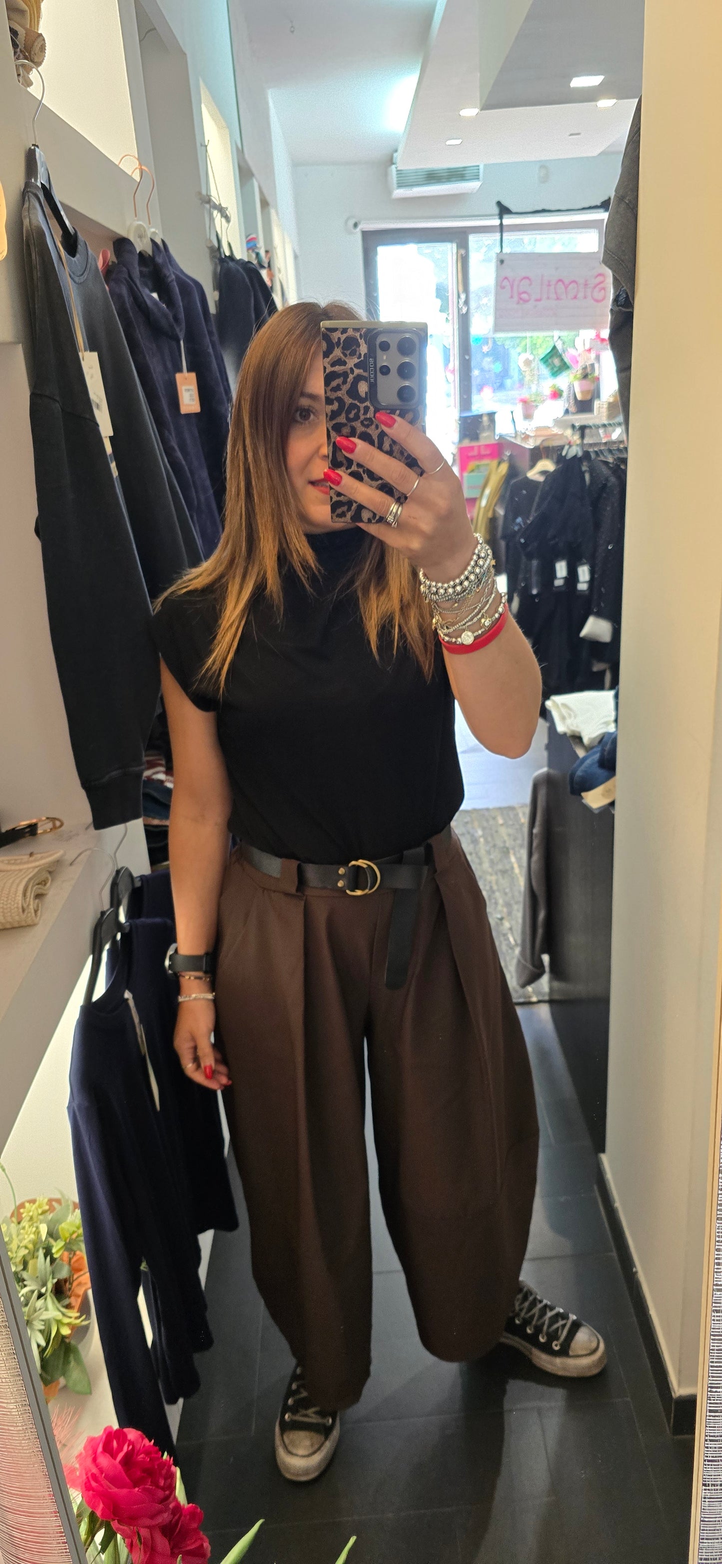 Pantalone balloon moro con cintura
