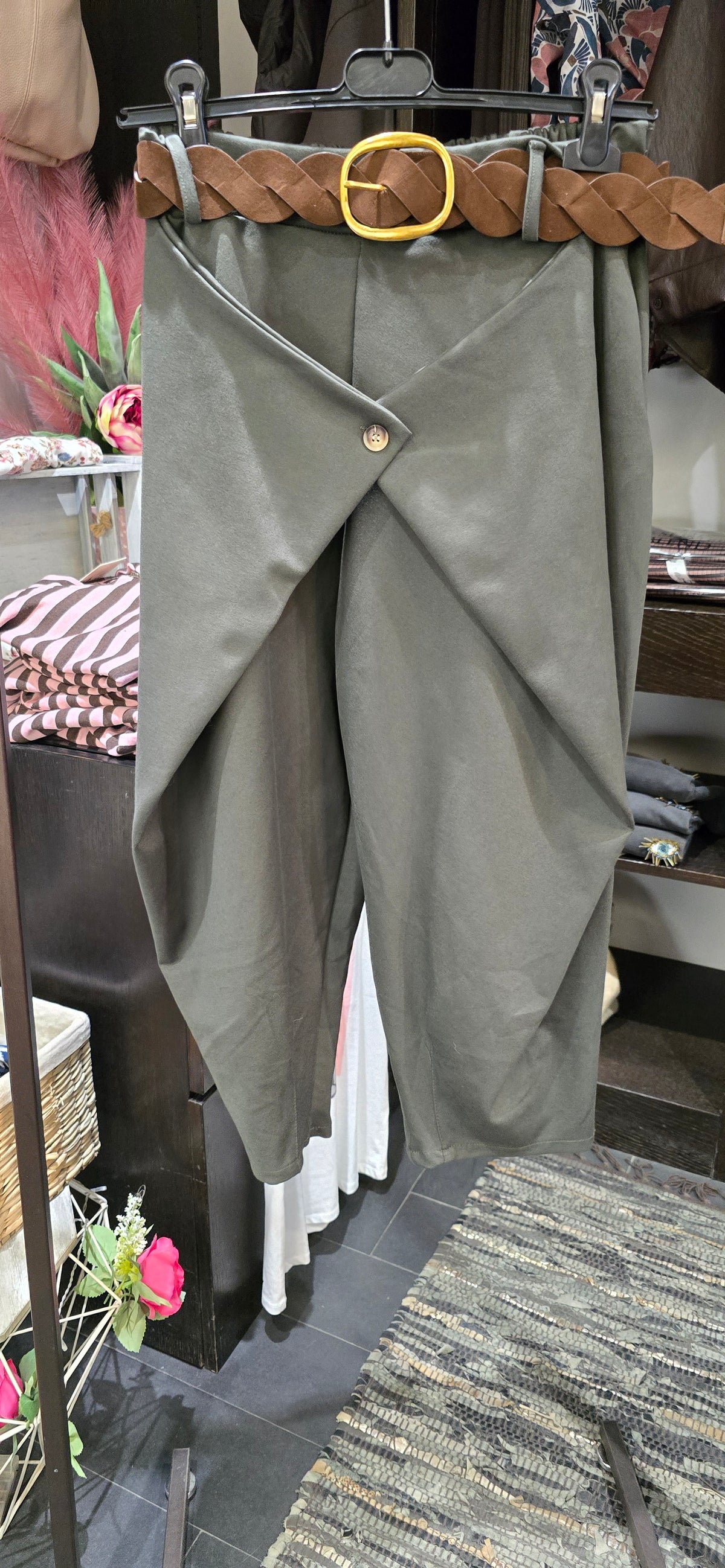 Pantalone punto milano con patta verde