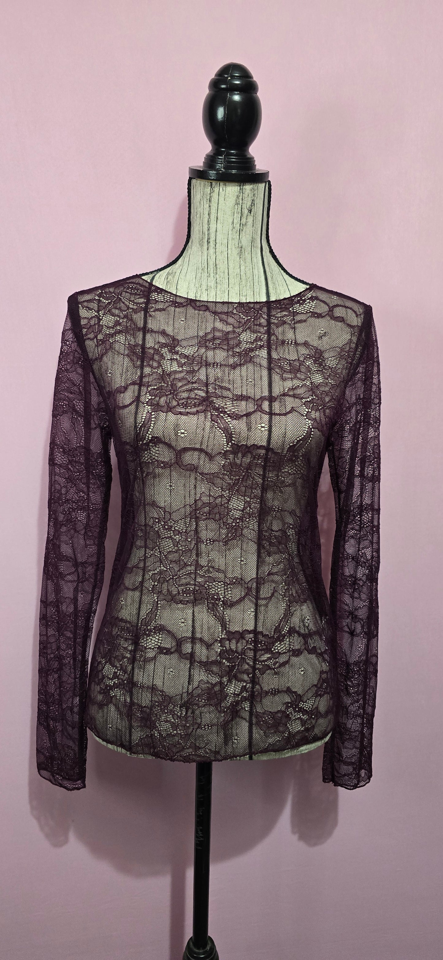 Maglia pizzo melanzana