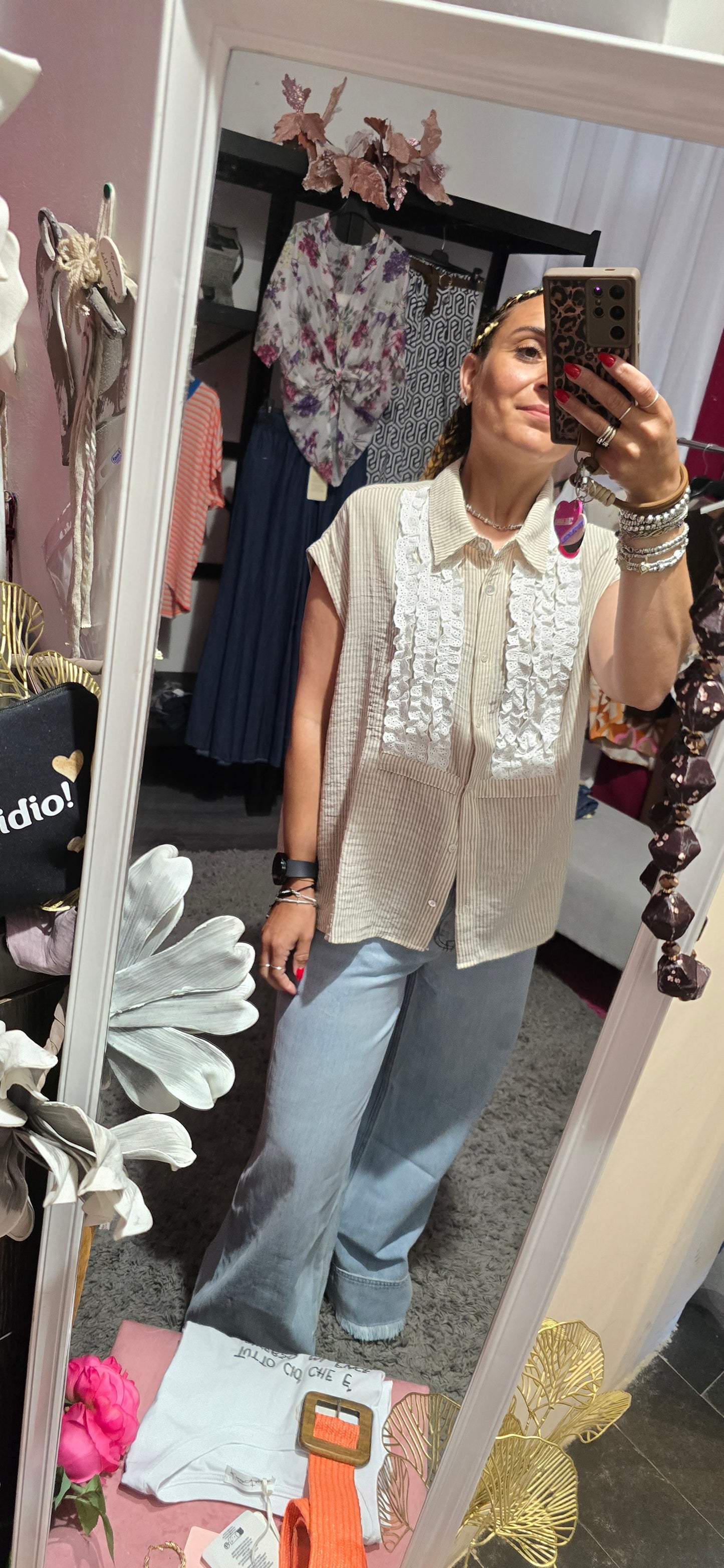 Camicia smanicata righe