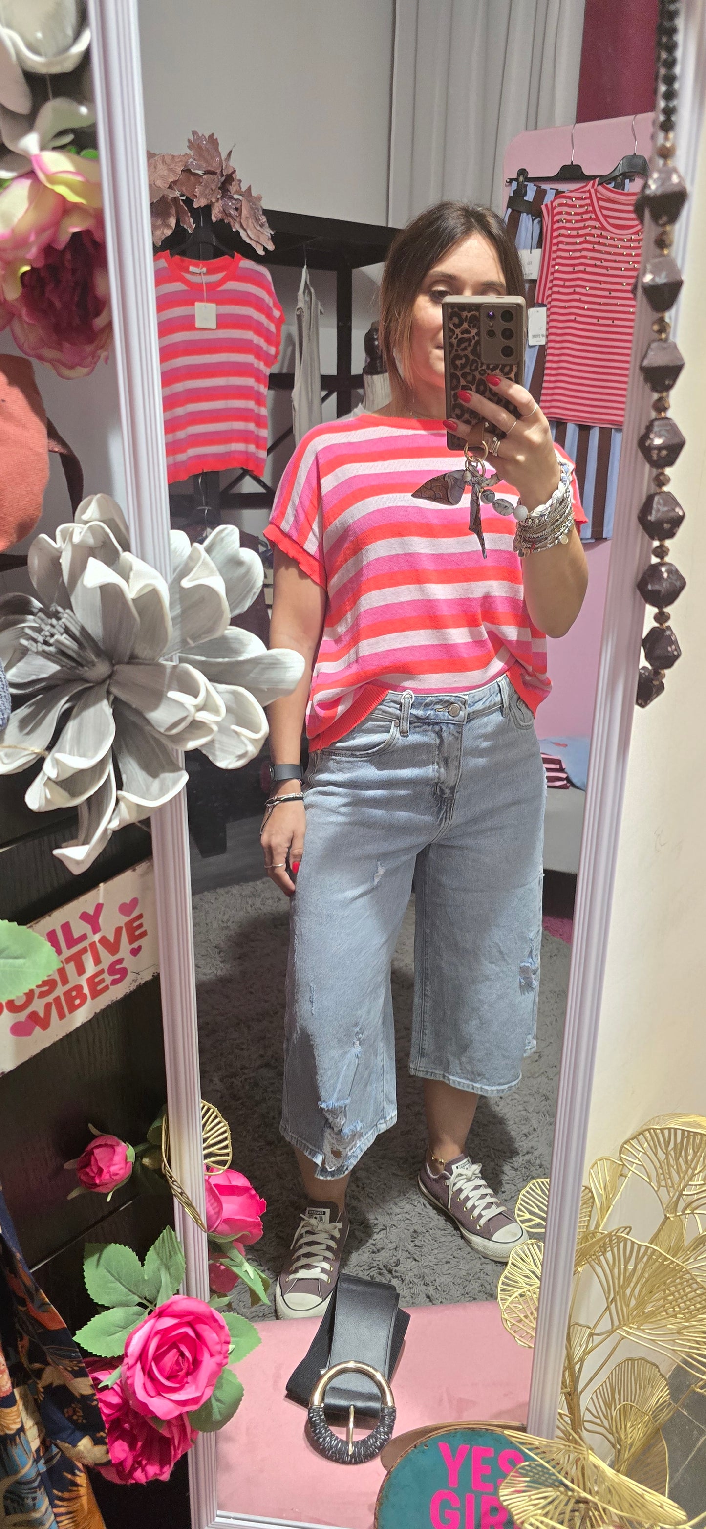 Maglia fucsia righe
