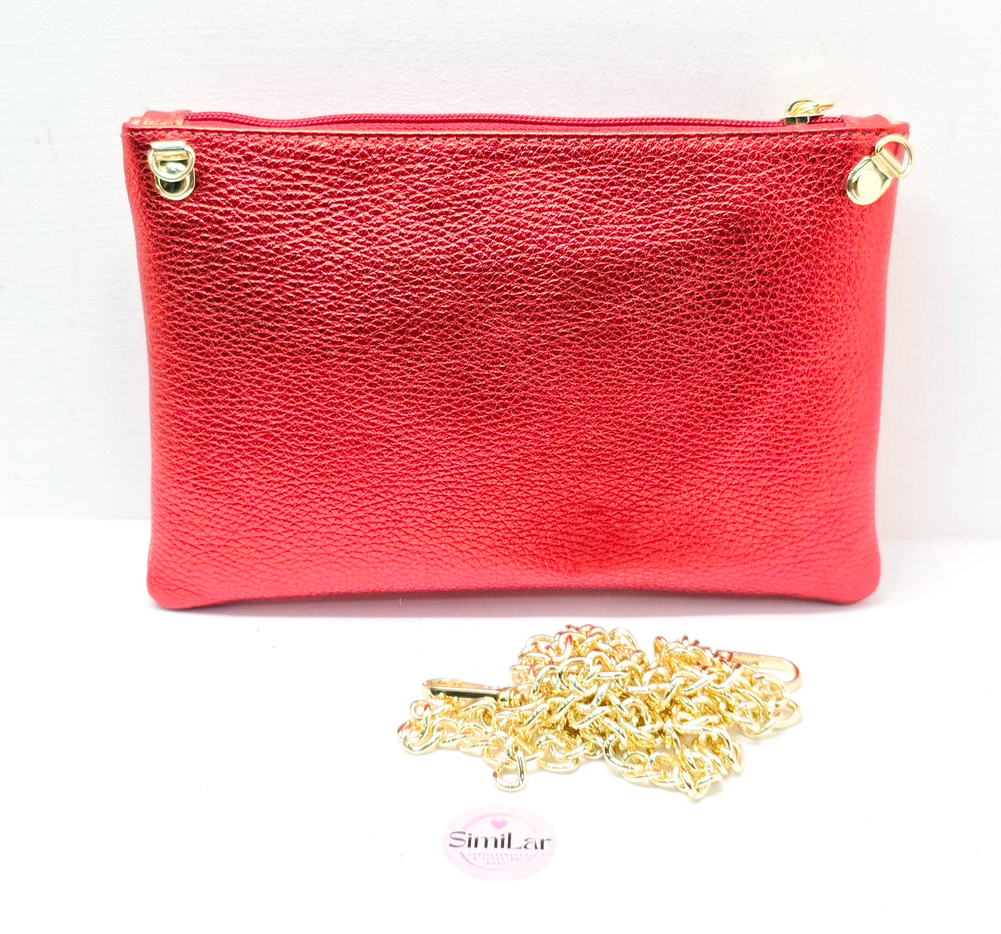 Bustina pelle Sofy rosso lame