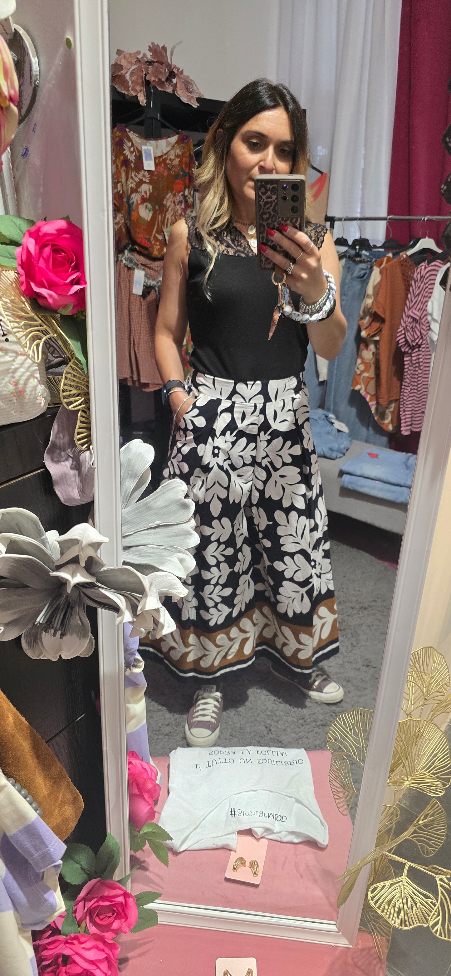 Pantalone calotte fantasia nero