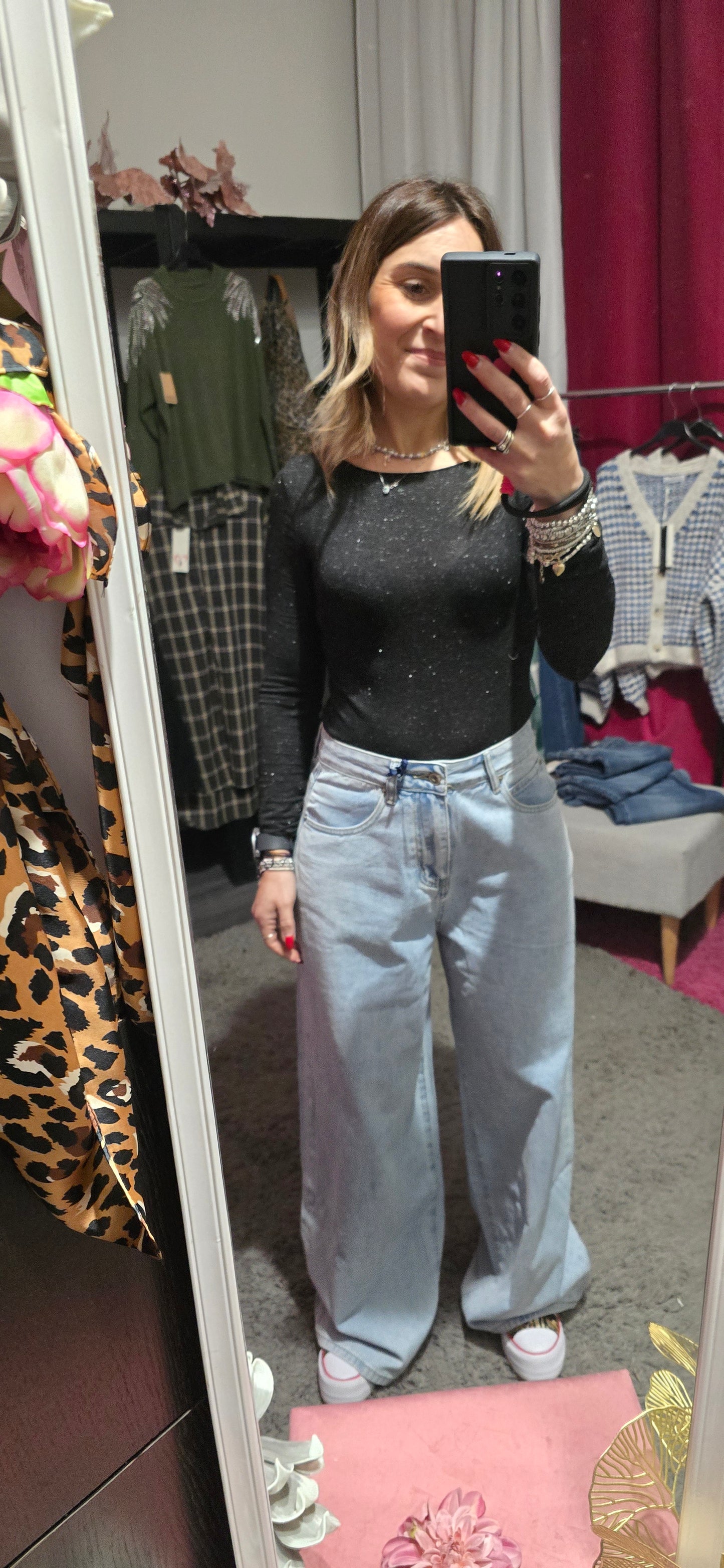 Jeans palazzo chiaro