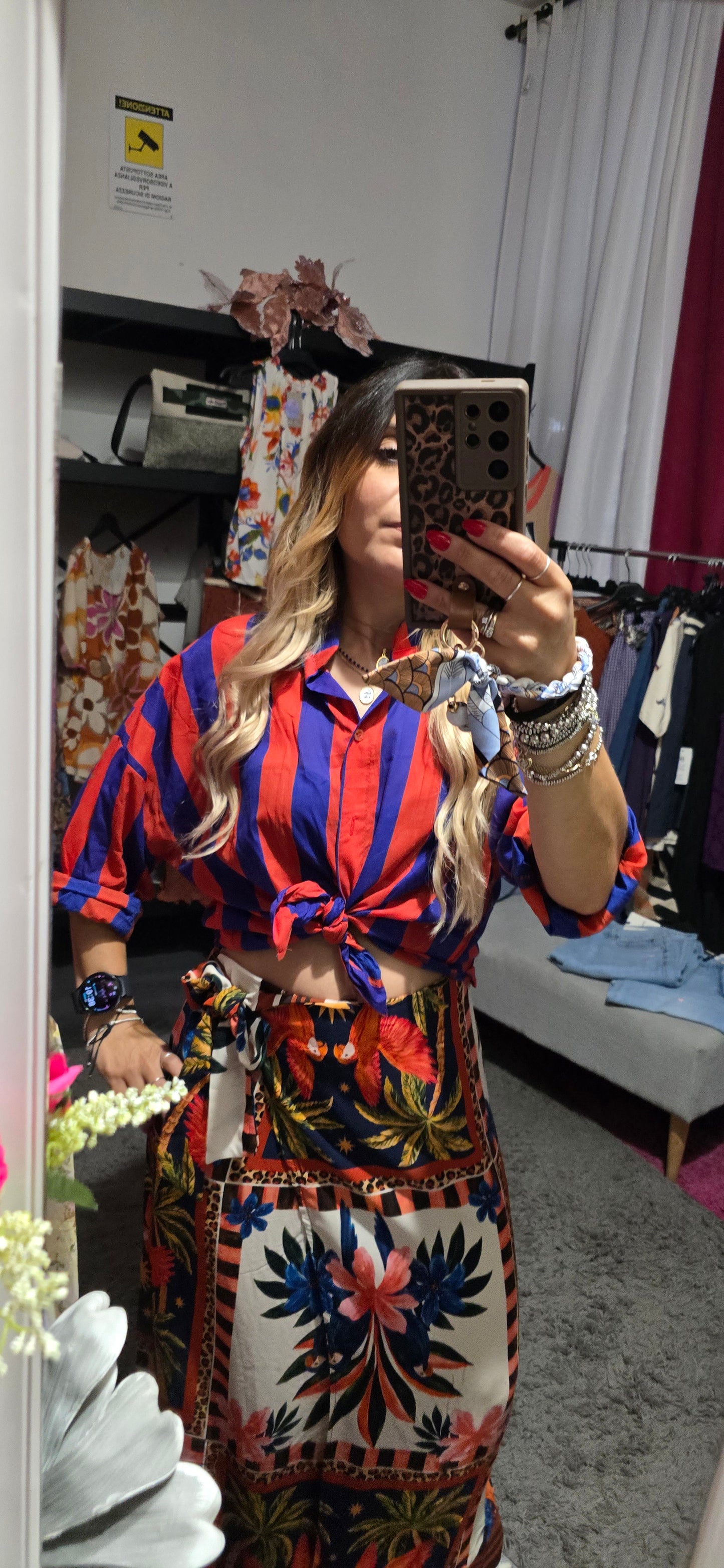 Camicia righe rosso/ viola