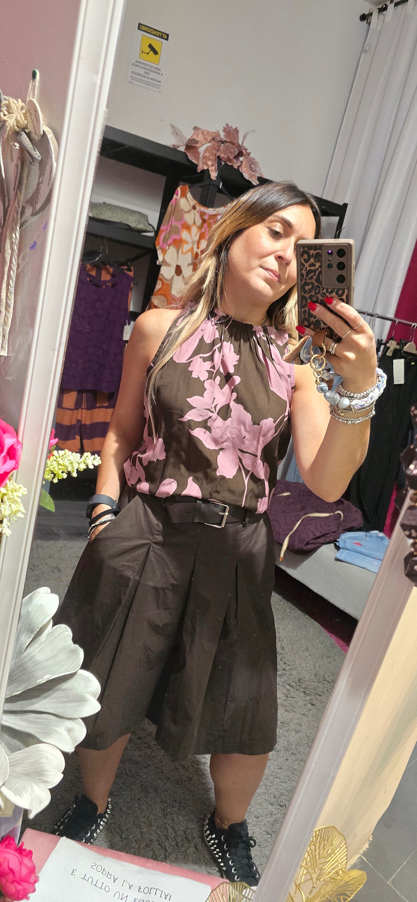 Blusa fiorata moro / rosa