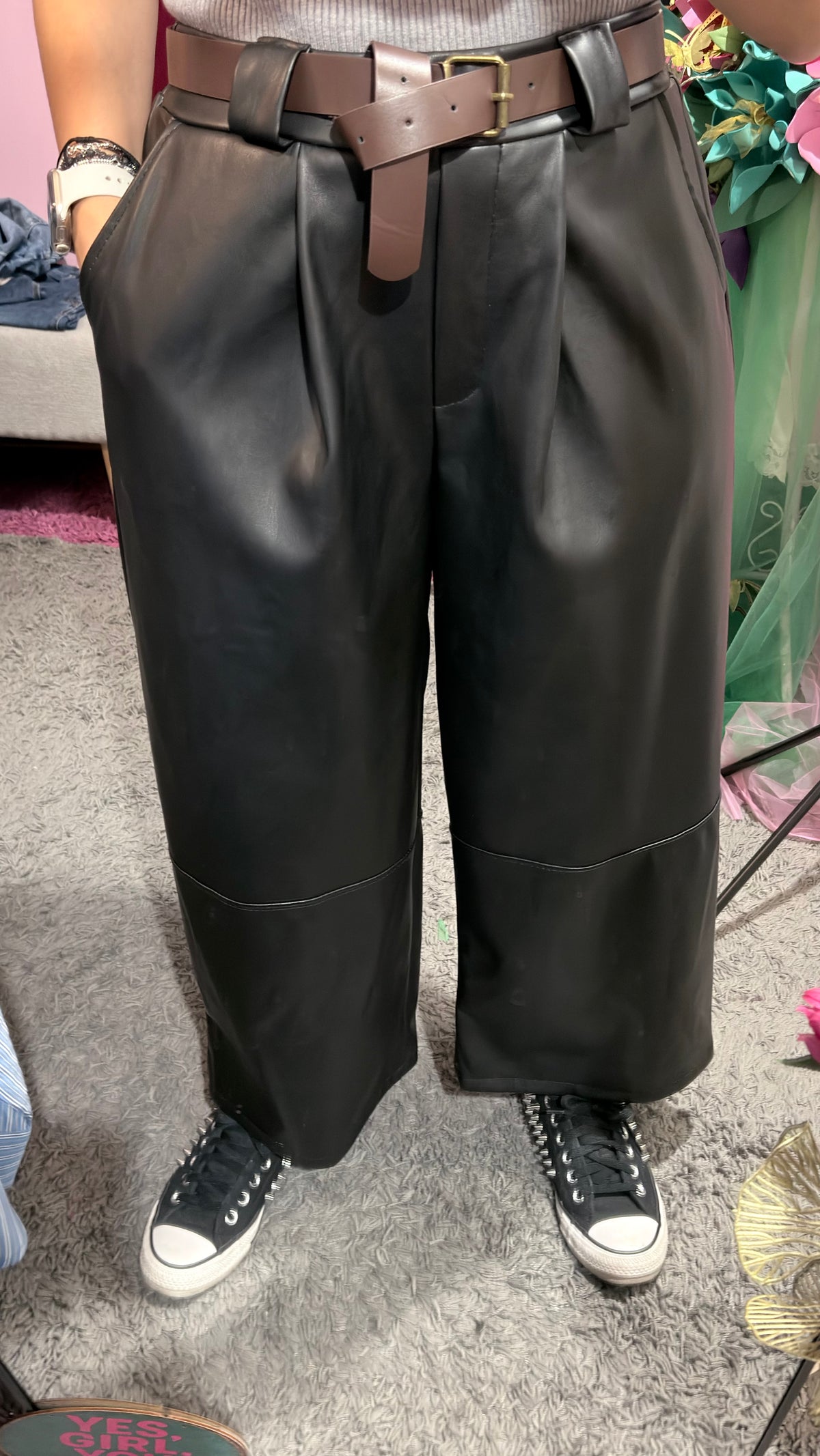 Pantalone ecopelle nero