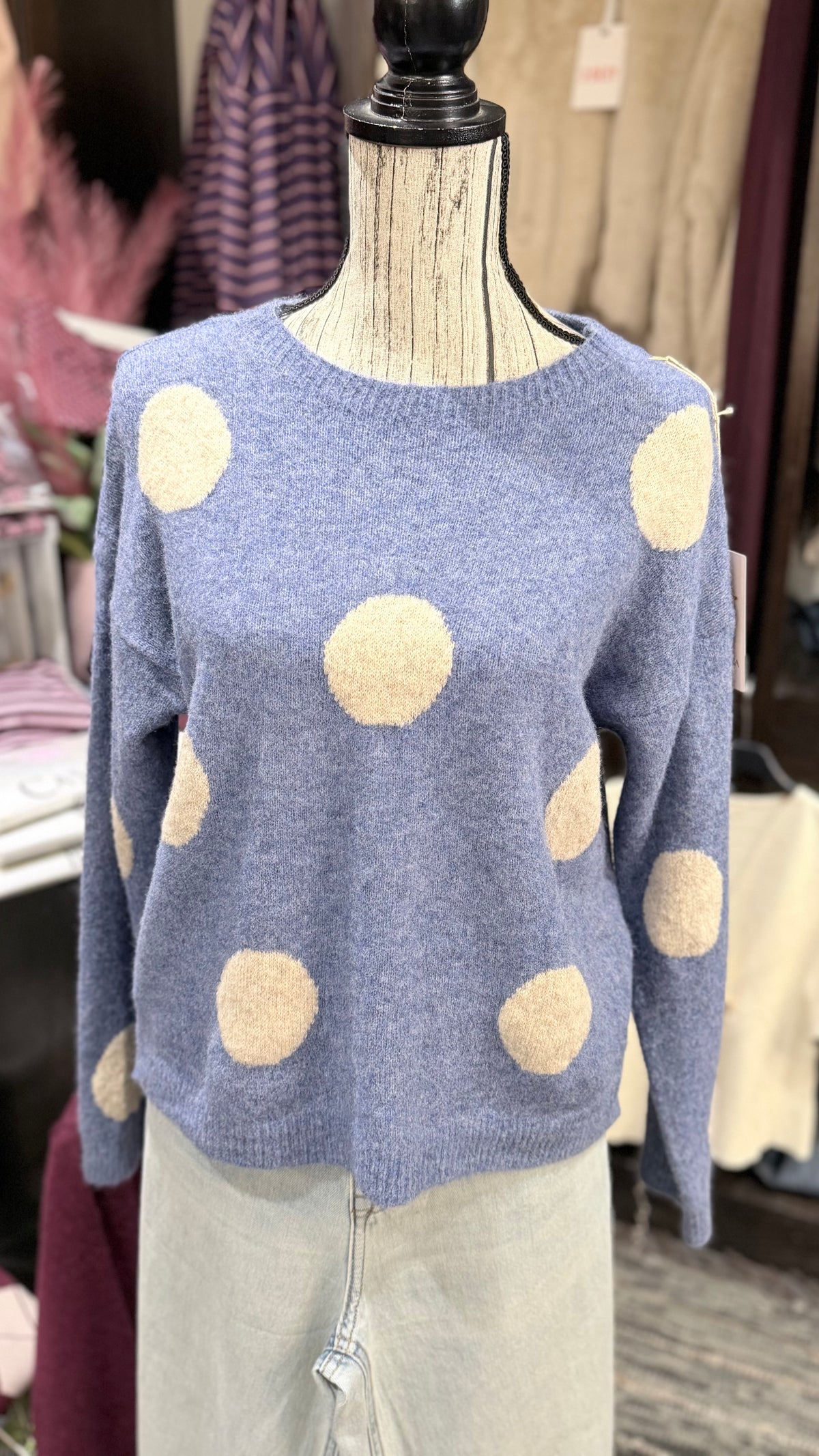 Pull con pois azzurro