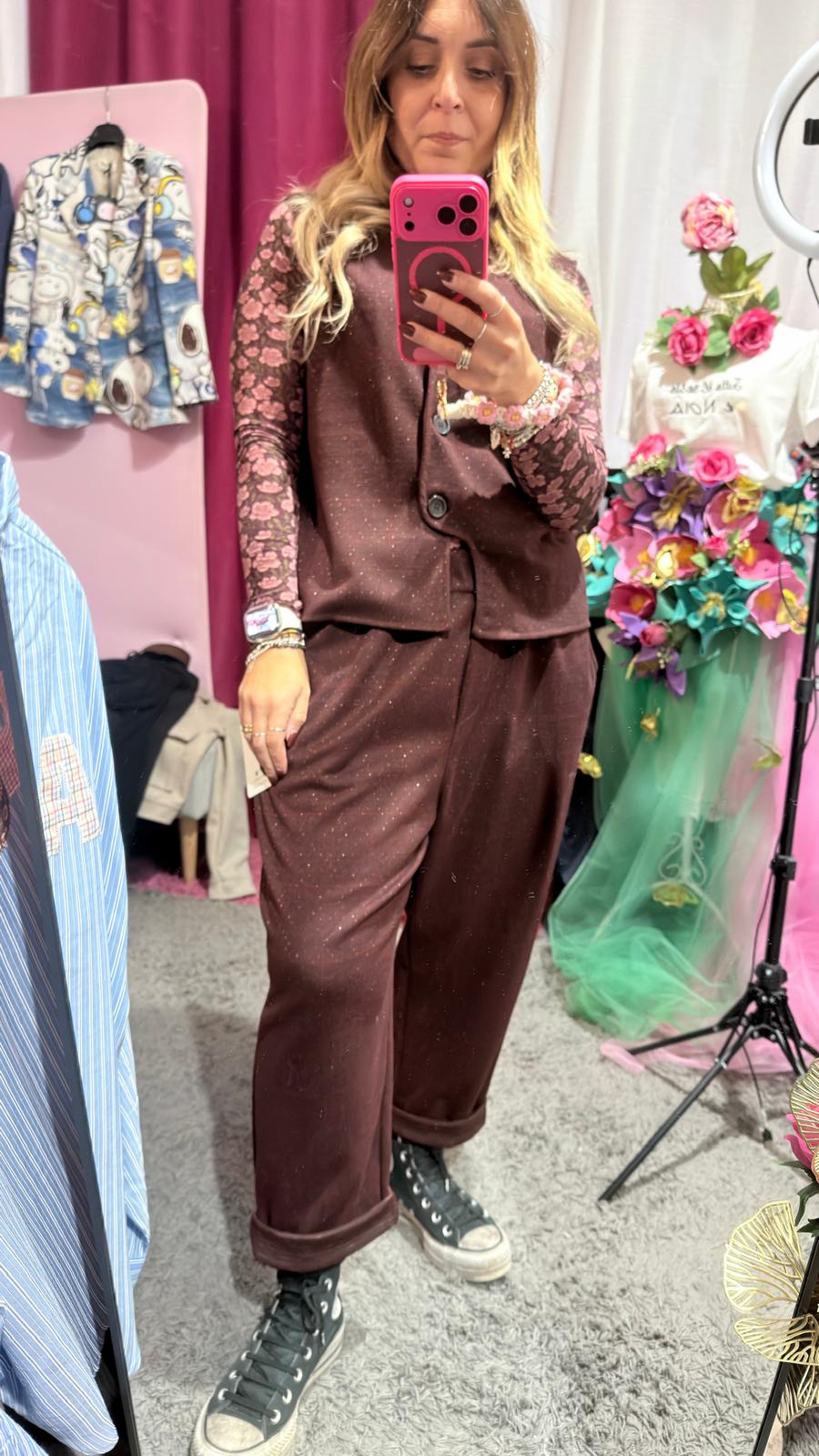 Pantalone jogger in panno bordeaux