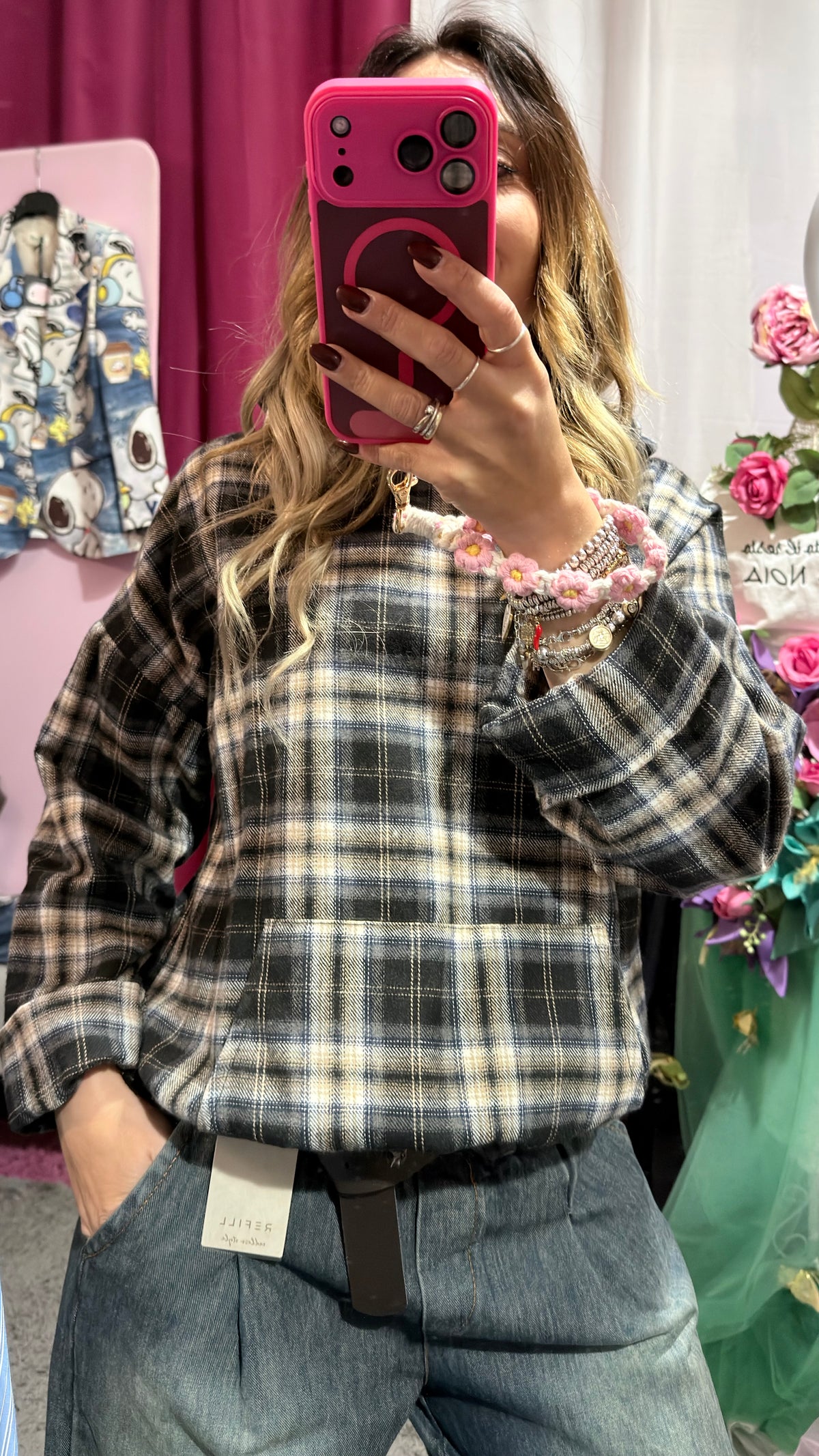Camicia tartan effetto felpa
