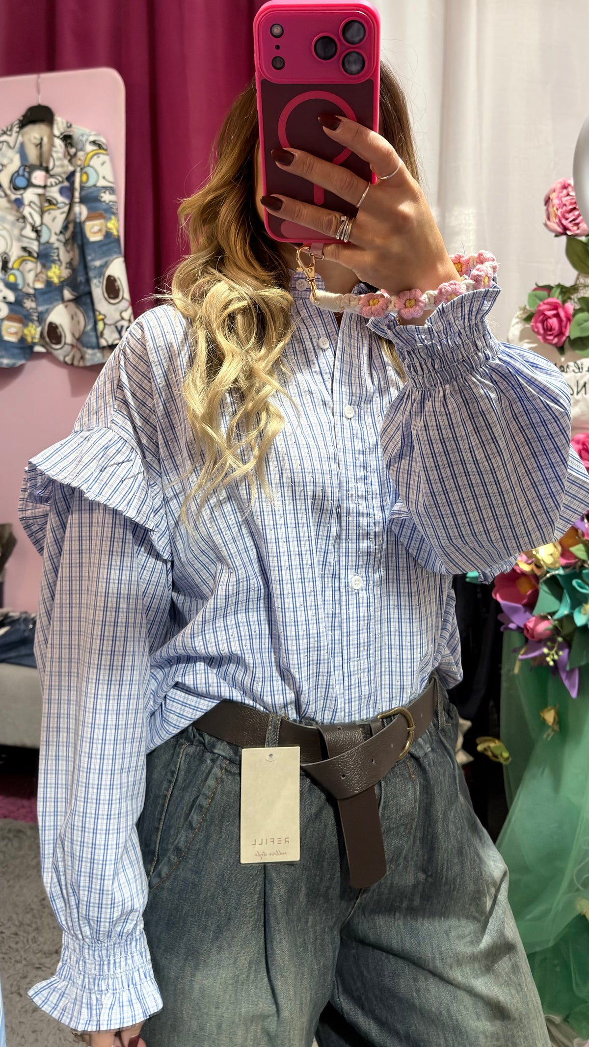 Camicia righe volant e strass