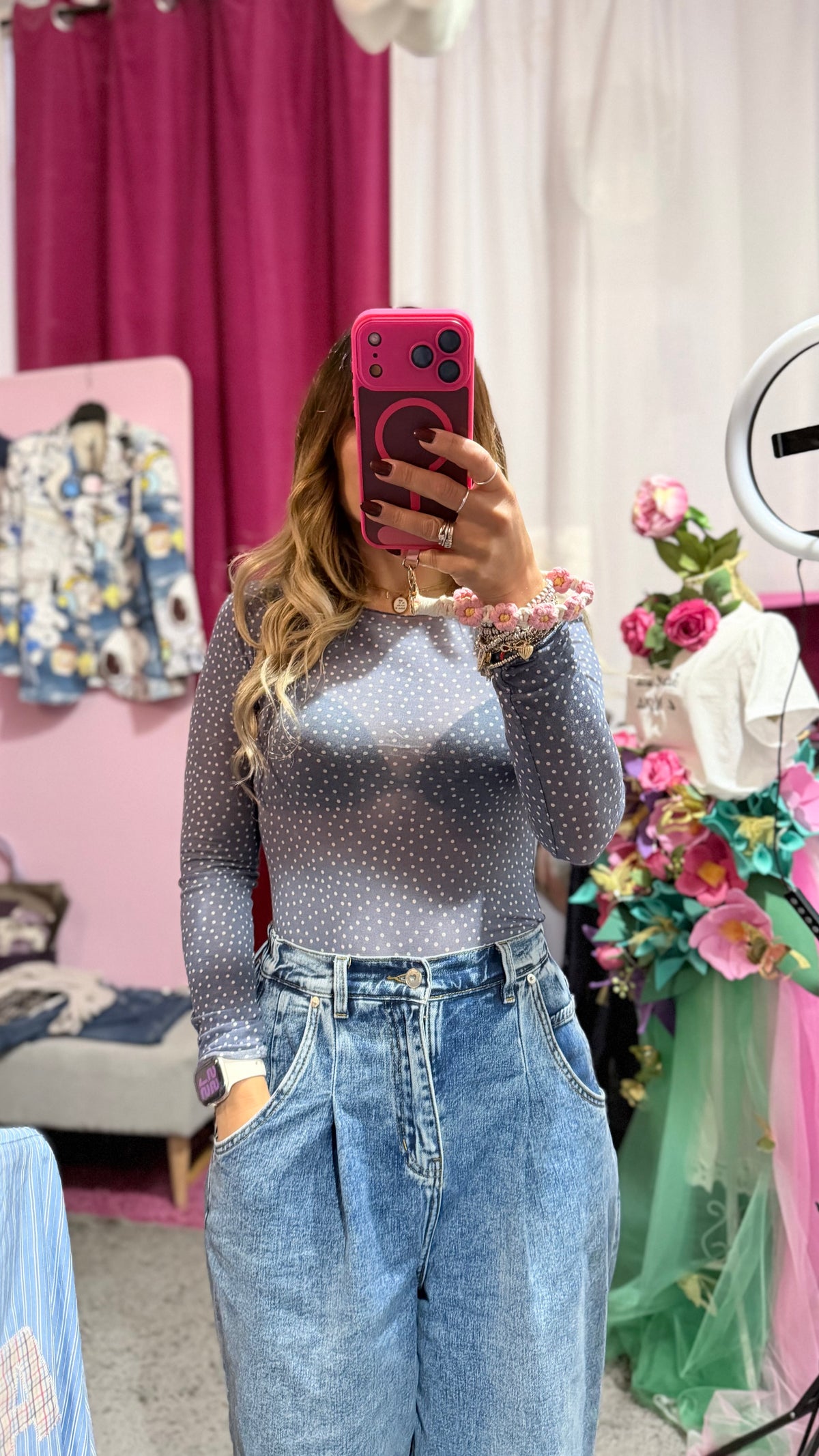 Cashmirina pois azzurra