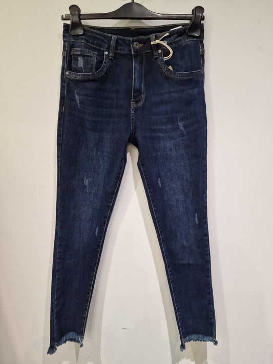 Jeans skinny frangiato