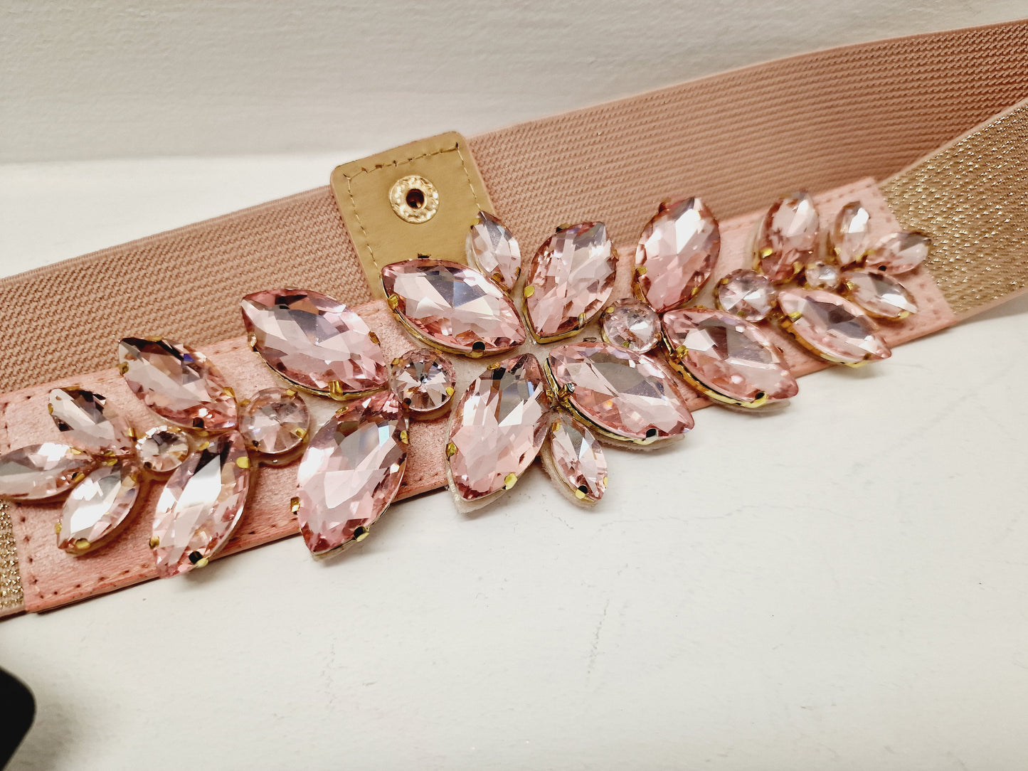 Cintura elastica strass rose