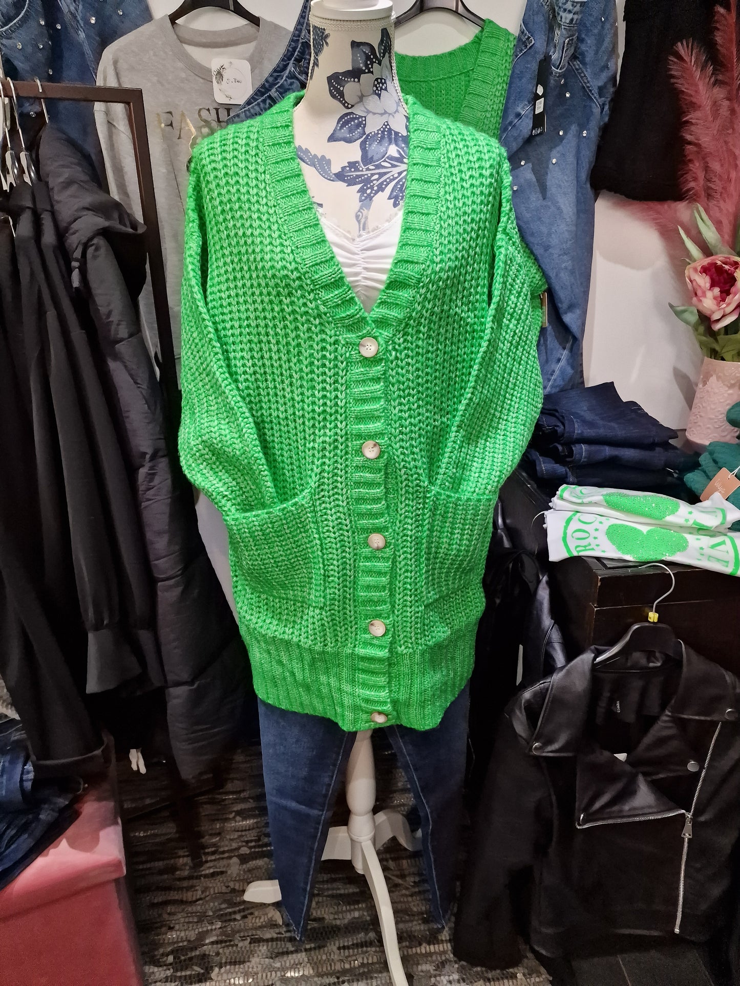 Cardigan lungo verde