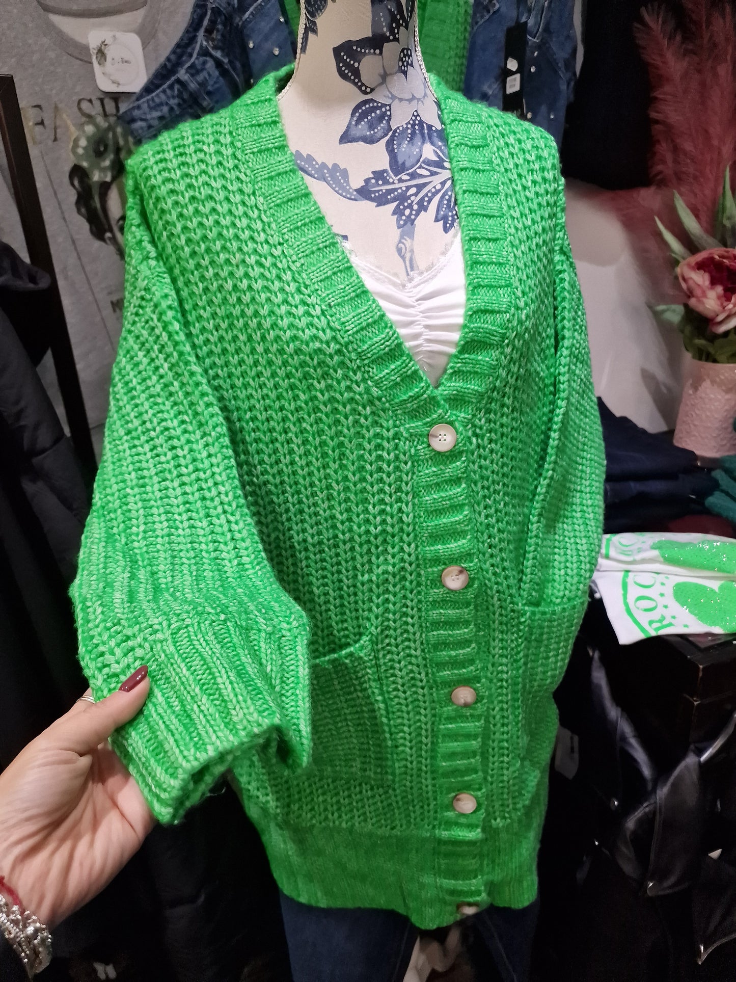 Cardigan lungo verde