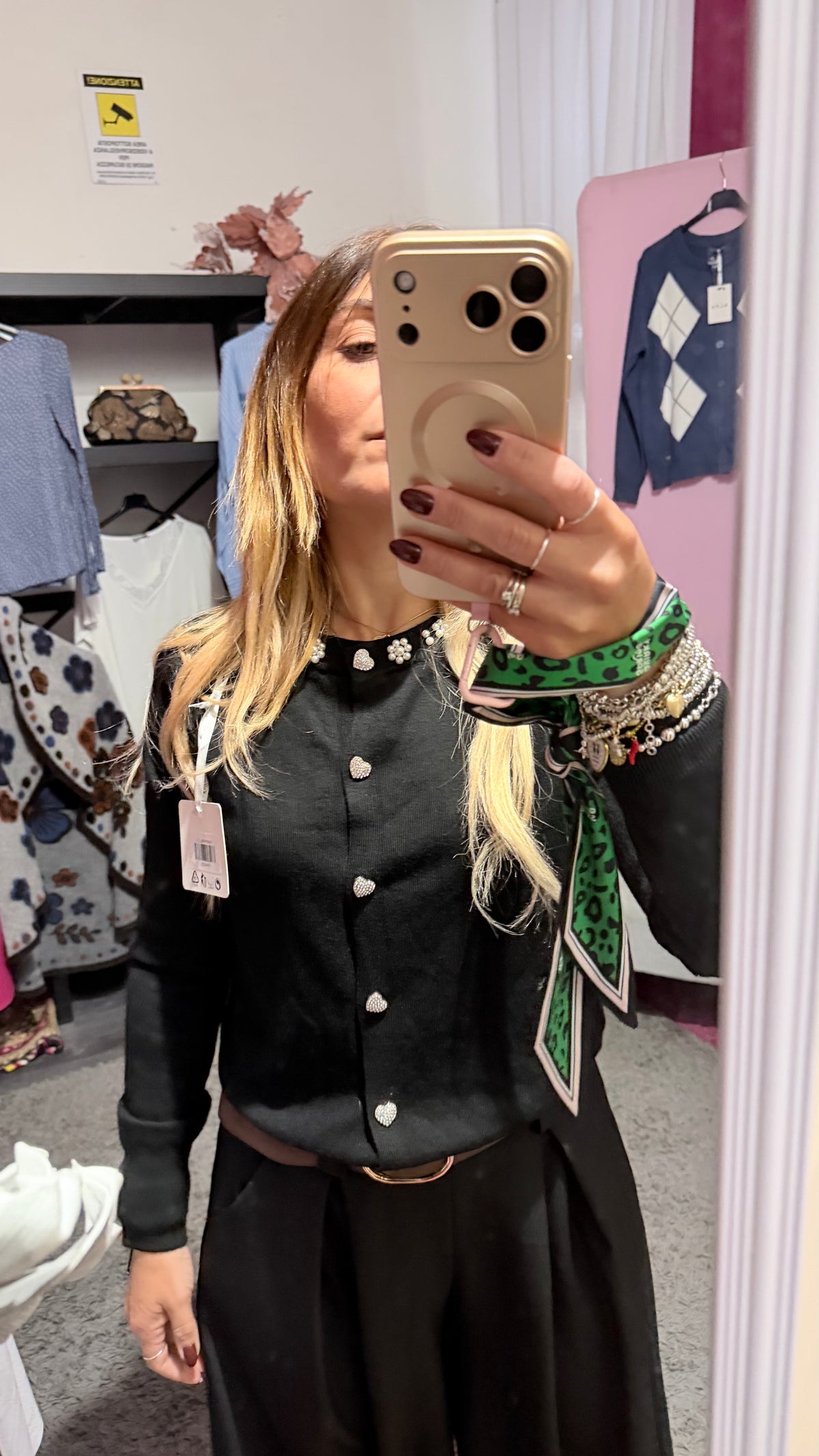 Cardigan perle e strass