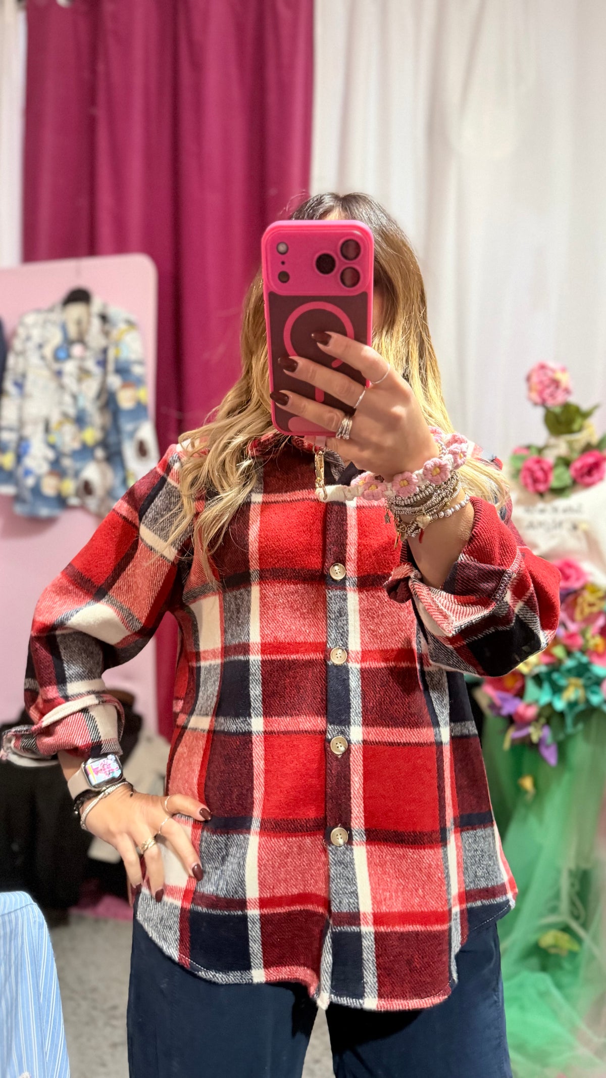Camicione quadri rosso