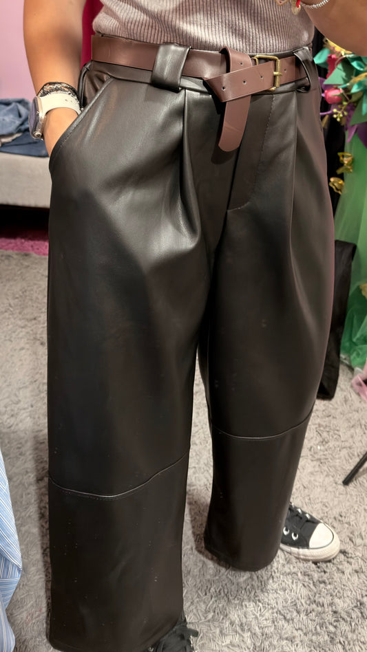 Pantalone ecopelle nero