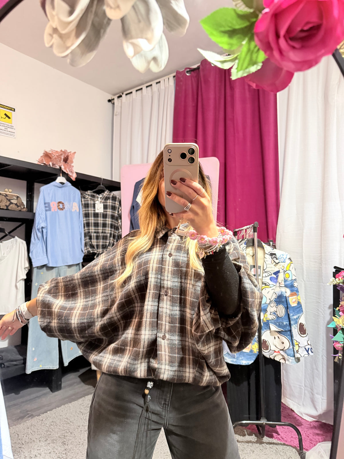 Camicia tartan sbuffo moro
