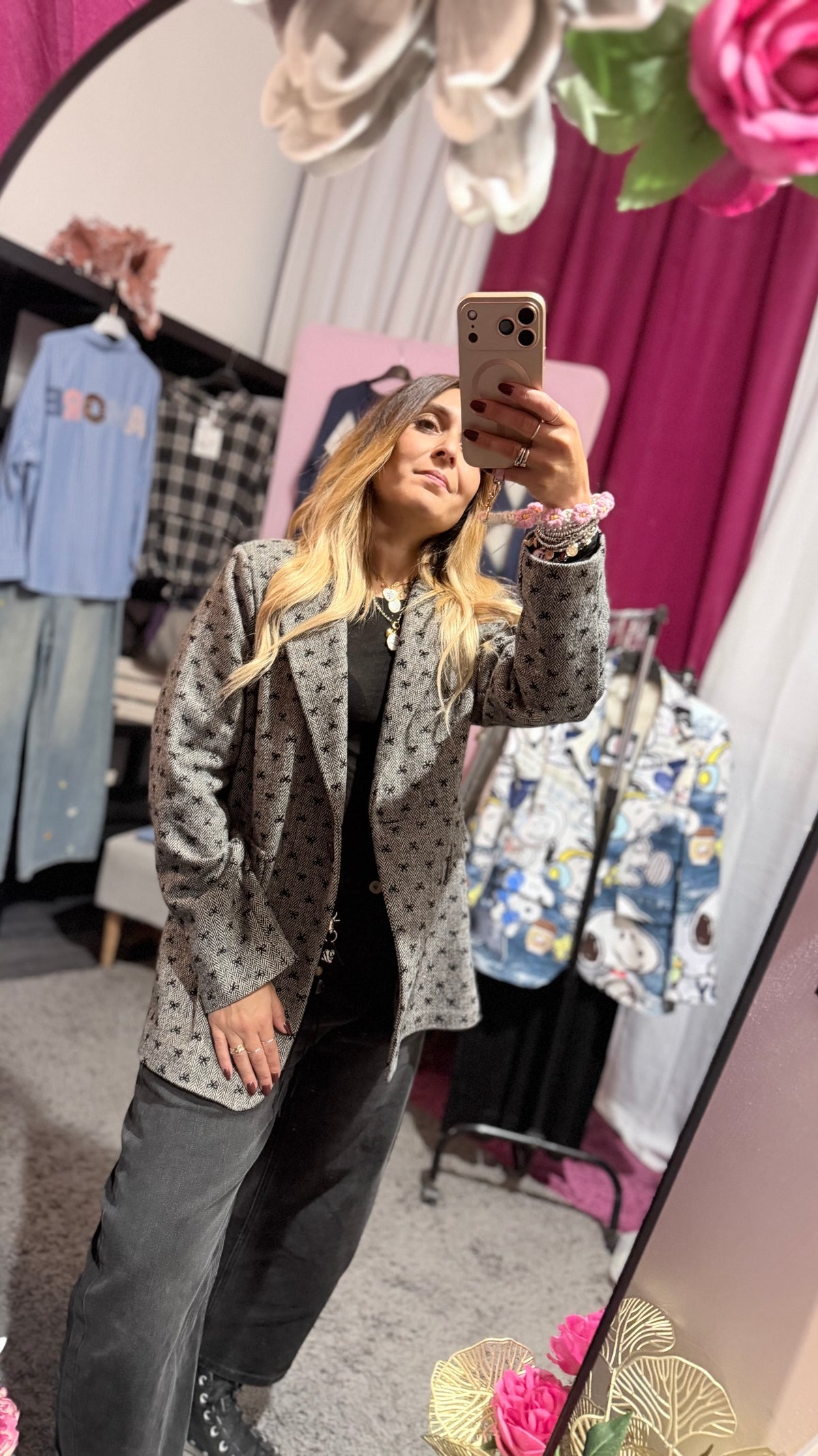Blazer fiocchetti nero
