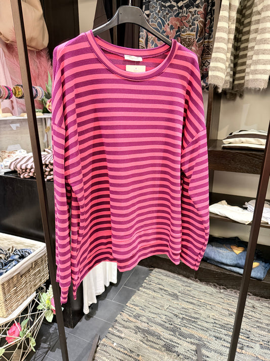 Maglia righe fucsia viola