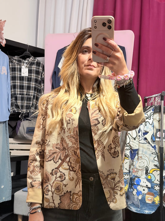 Blazer scamosciato fantasia panna