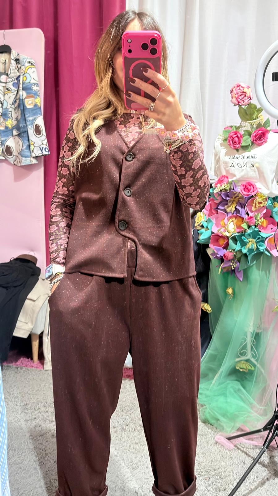 Pantalone jogger in panno bordeaux