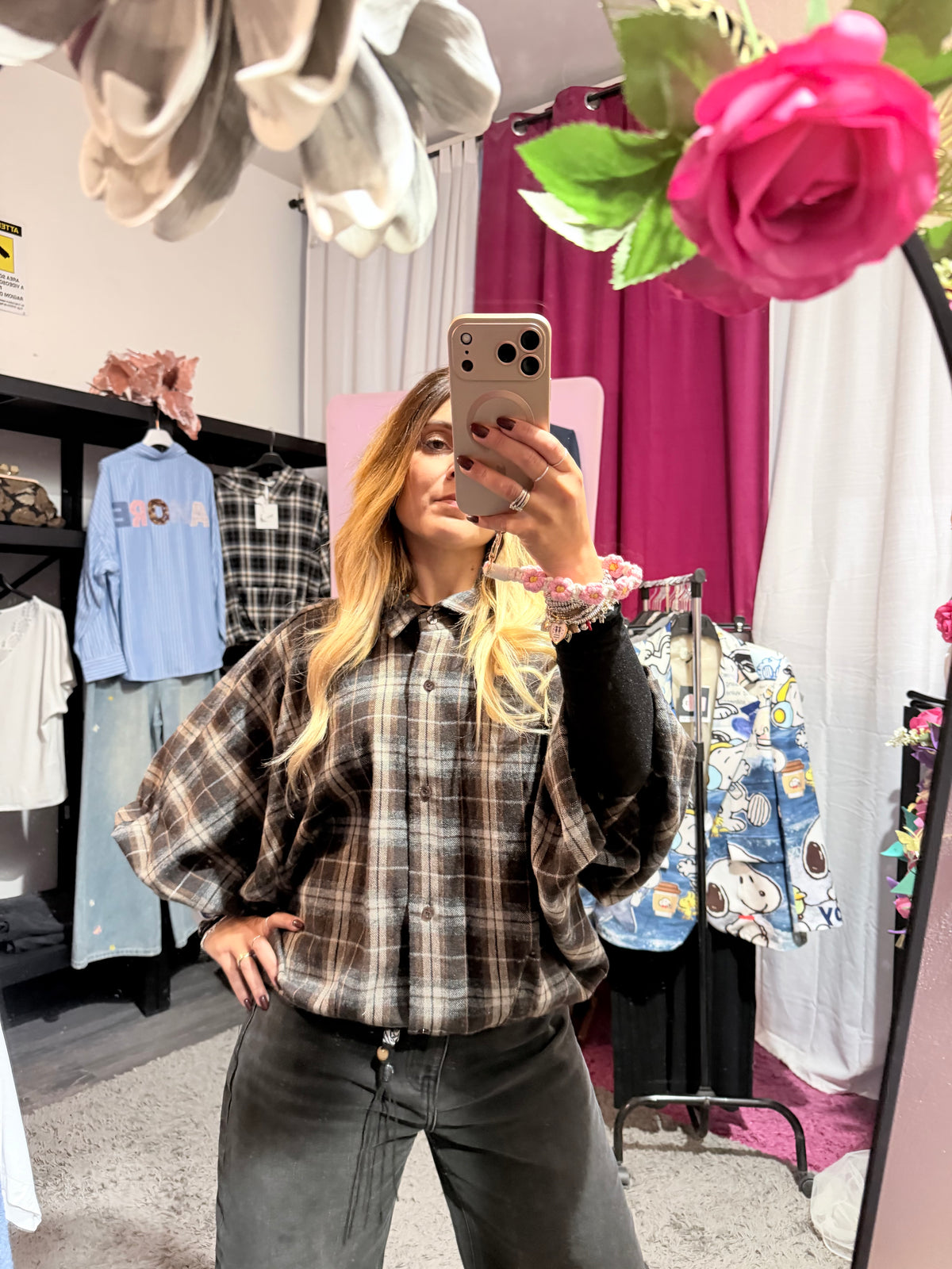 Camicia tartan sbuffo moro