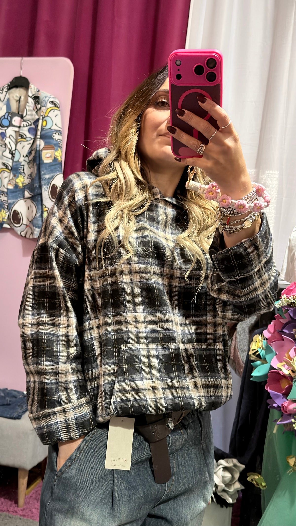 Camicia tartan effetto felpa