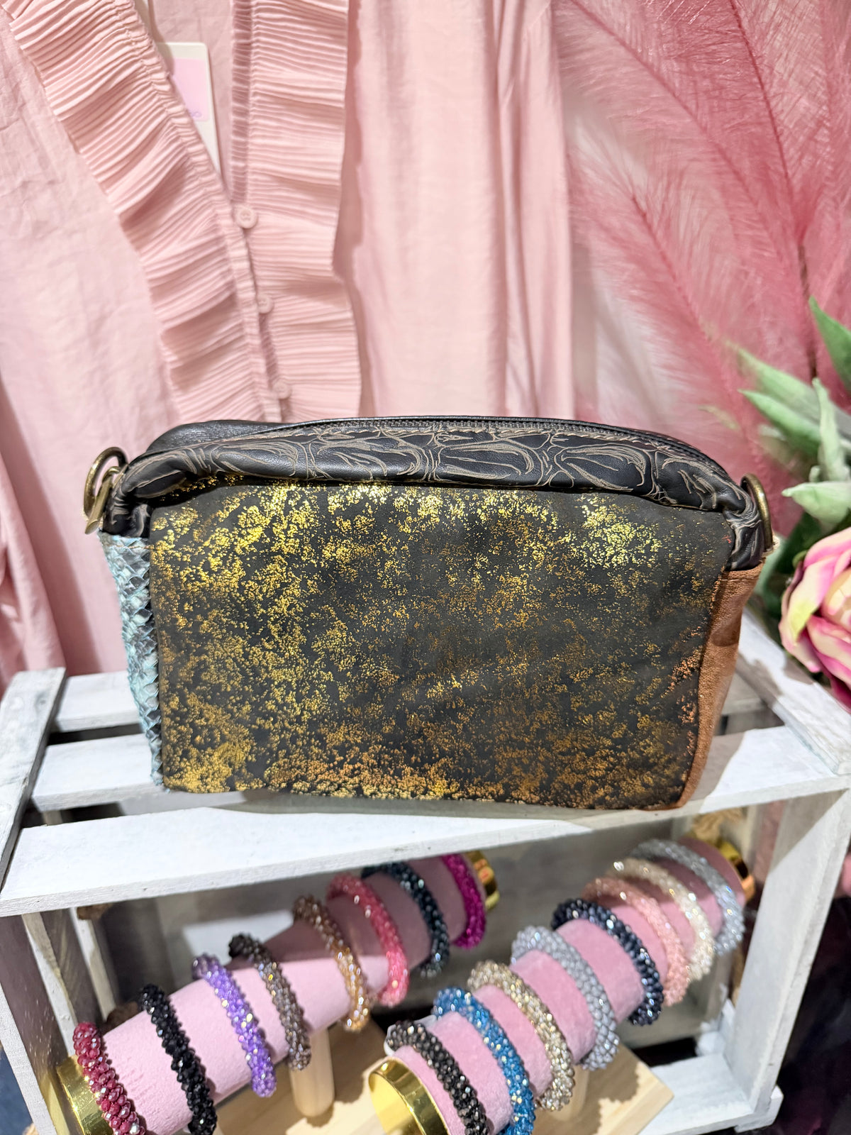Clutch in pelle con tracolla @5