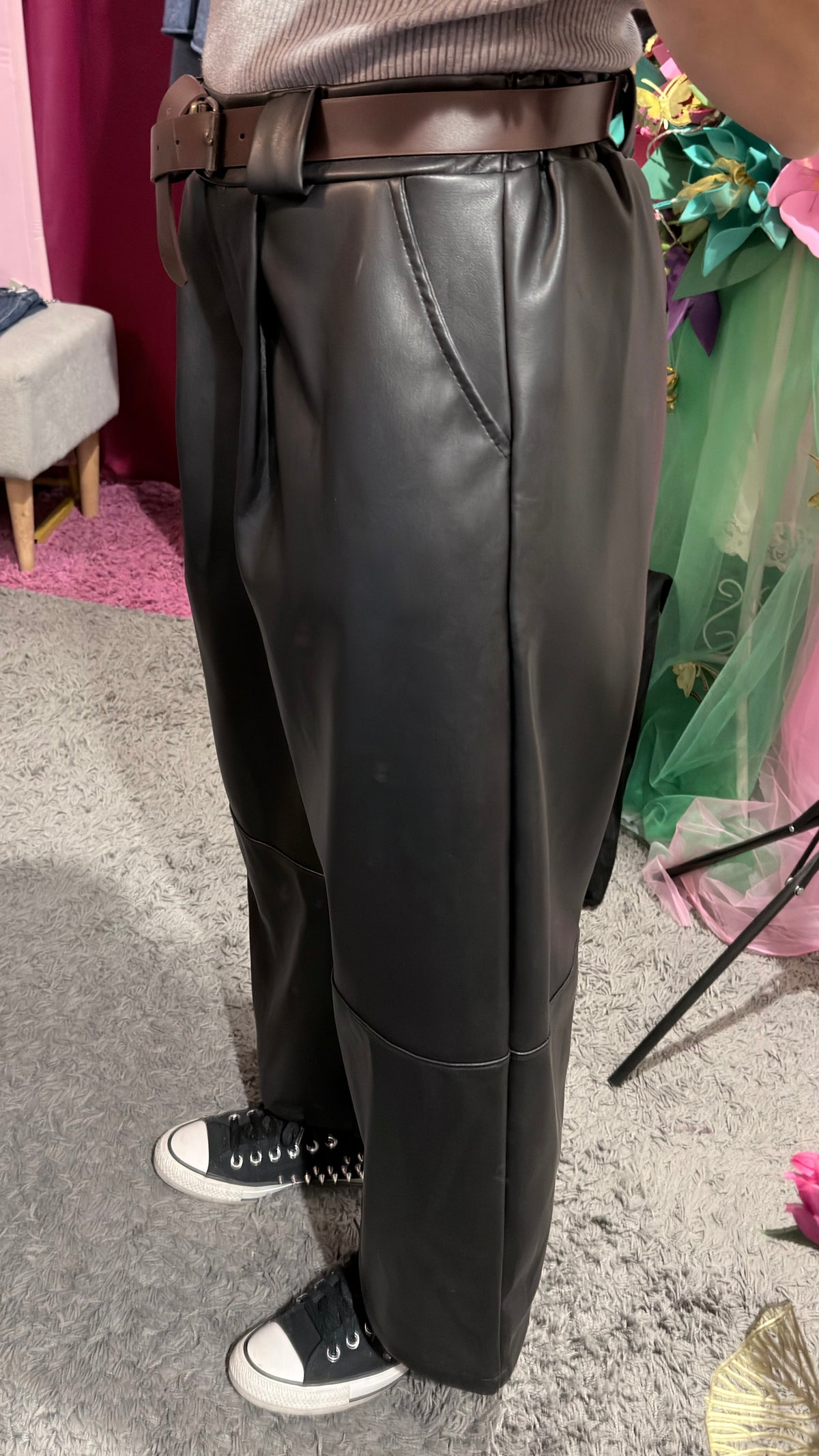 Pantalone ecopelle nero