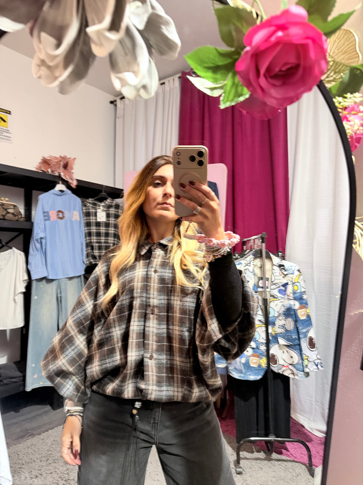 Camicia tartan sbuffo moro