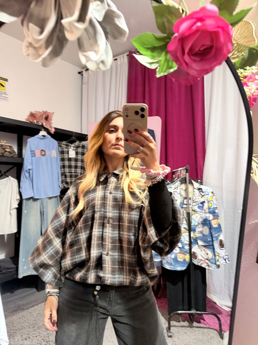 Camicia tartan sbuffo moro