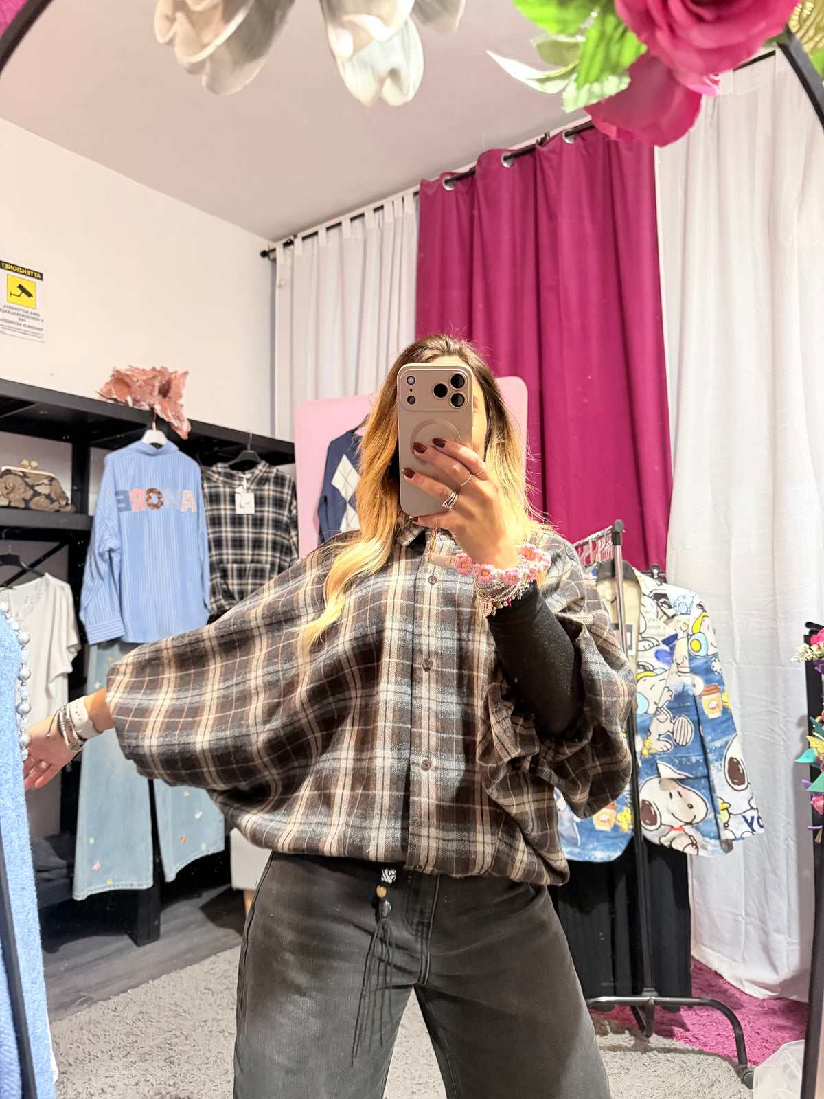 Camicia tartan sbuffo moro