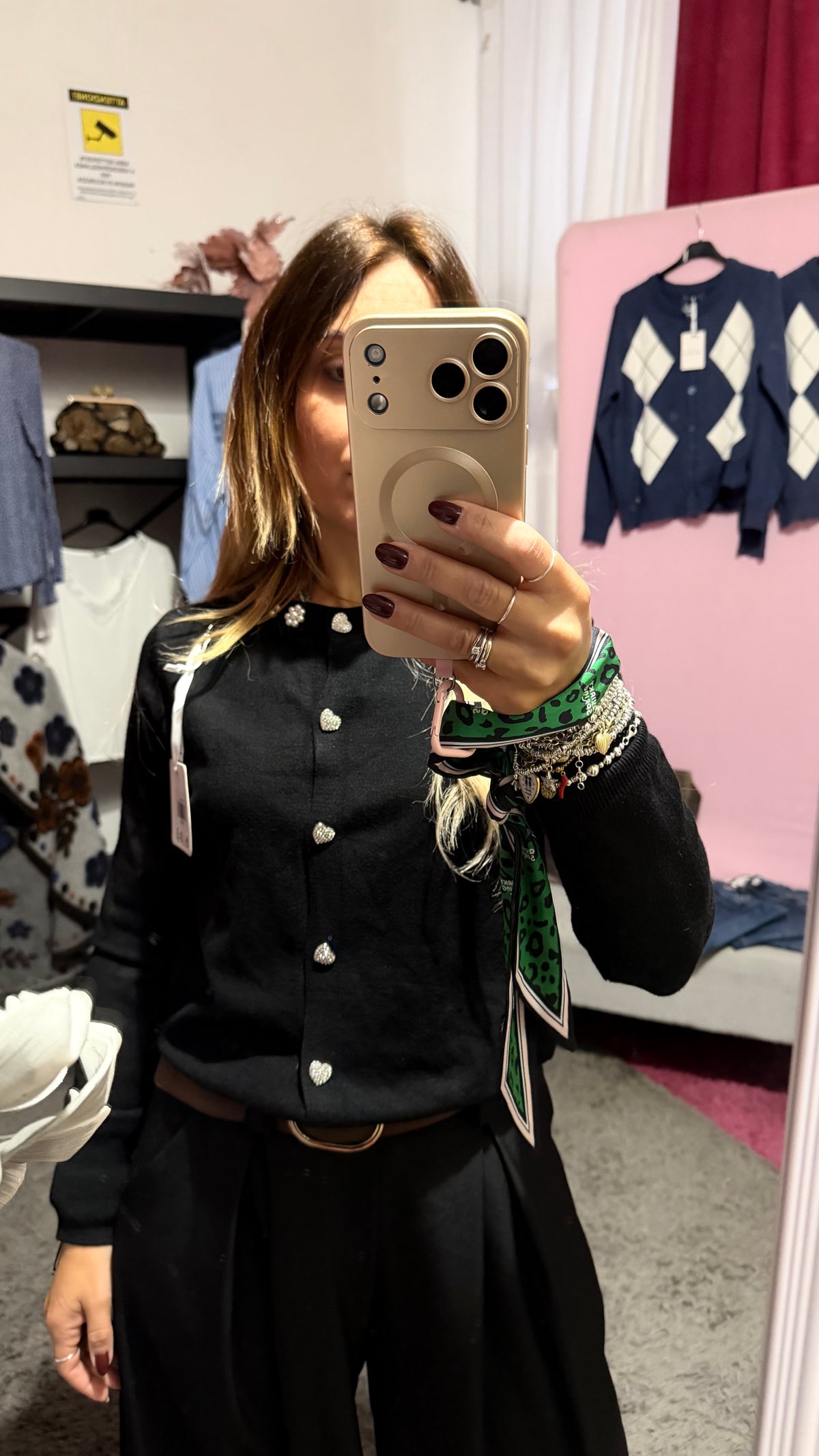 Cardigan perle e strass