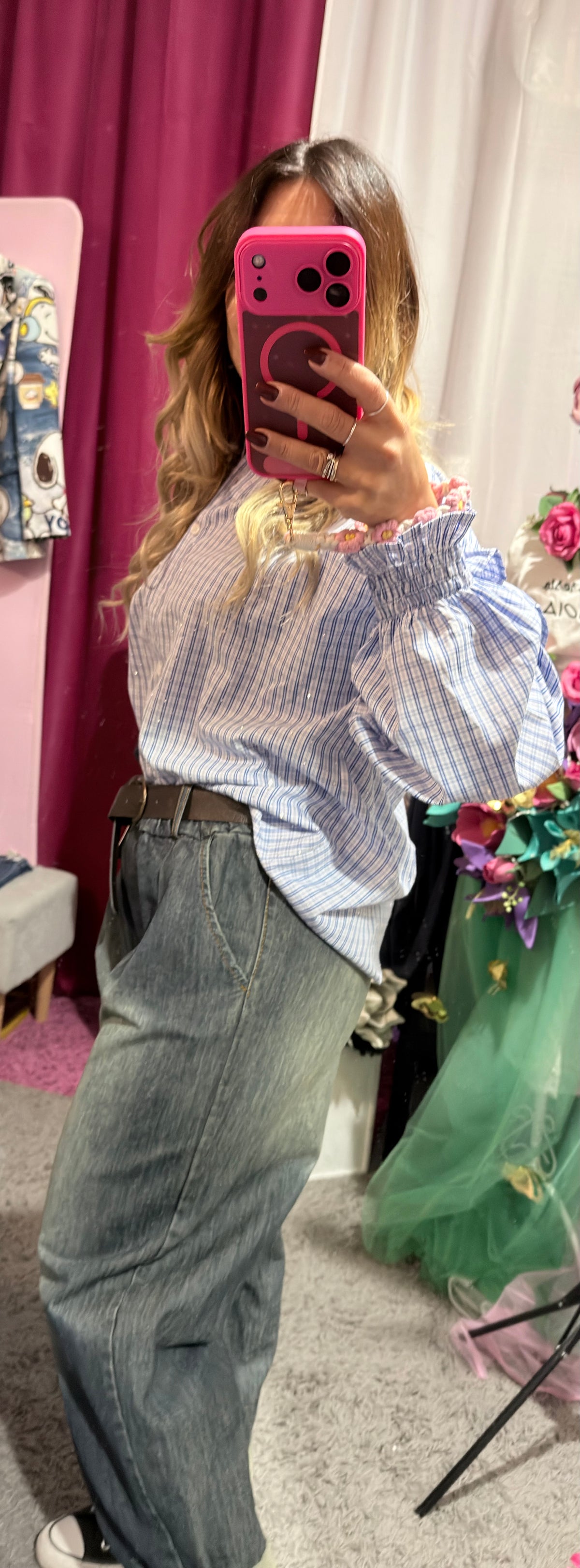 Jeans vita elastica con cinturino