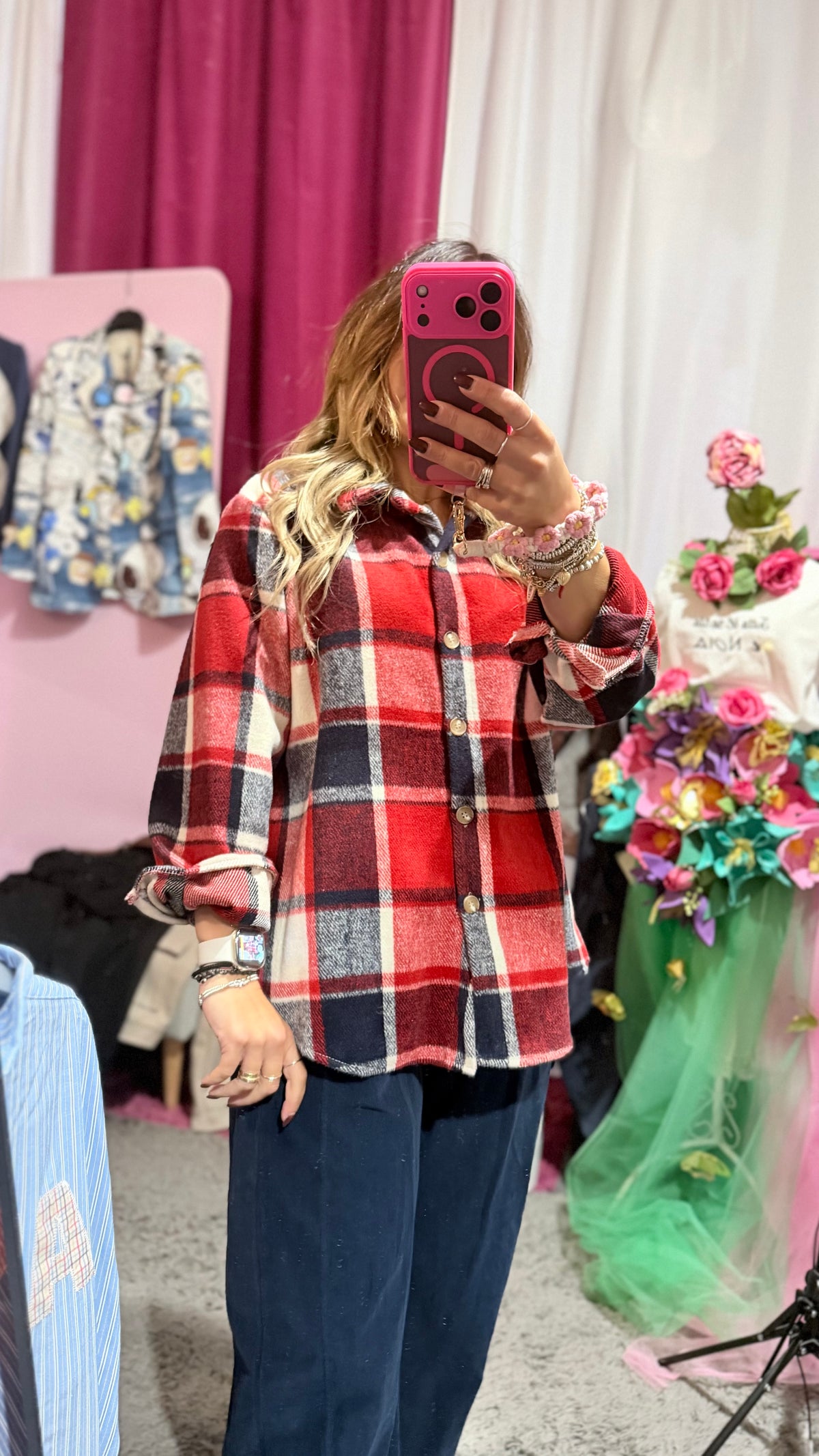 Camicione quadri rosso