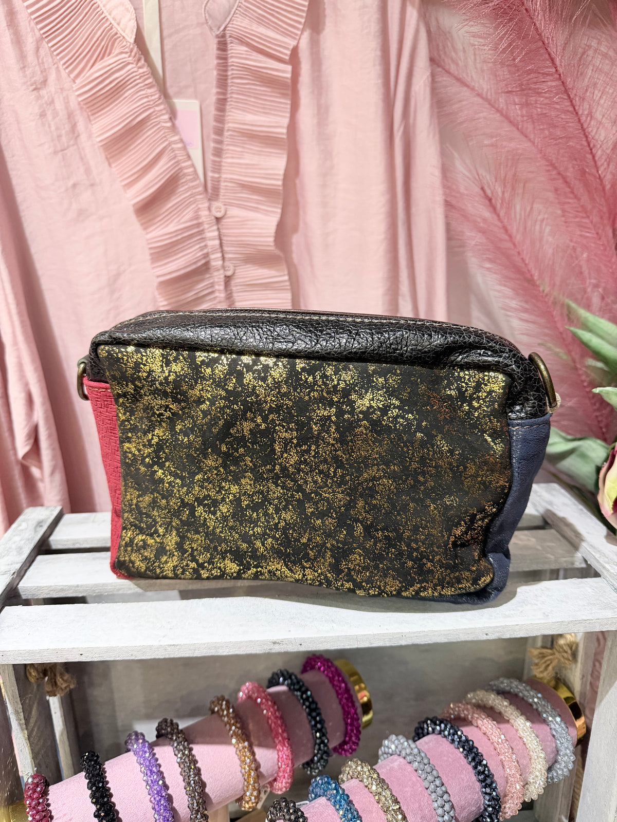 Clutch in pelle con tracolla @4