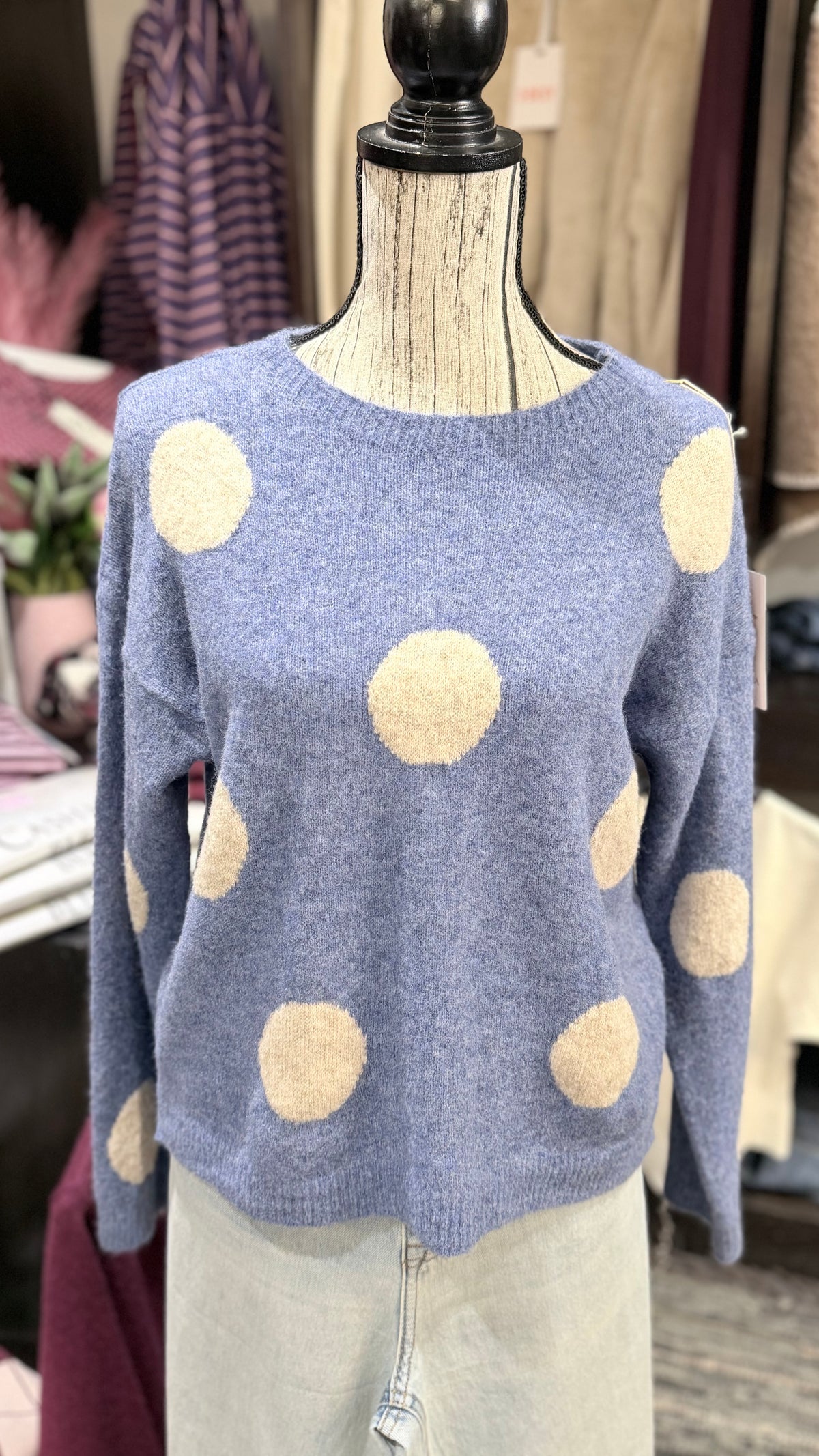 Pull con pois azzurro
