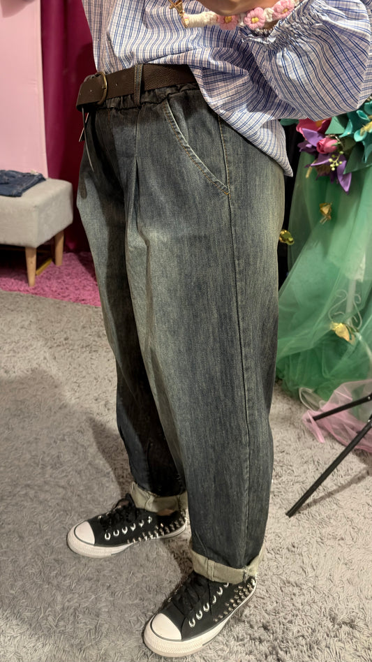 Jeans vita elastica con cinturino