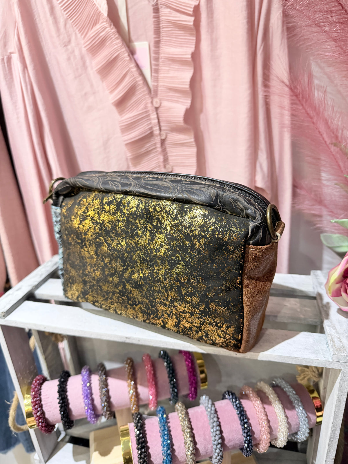 Clutch in pelle con tracolla @5