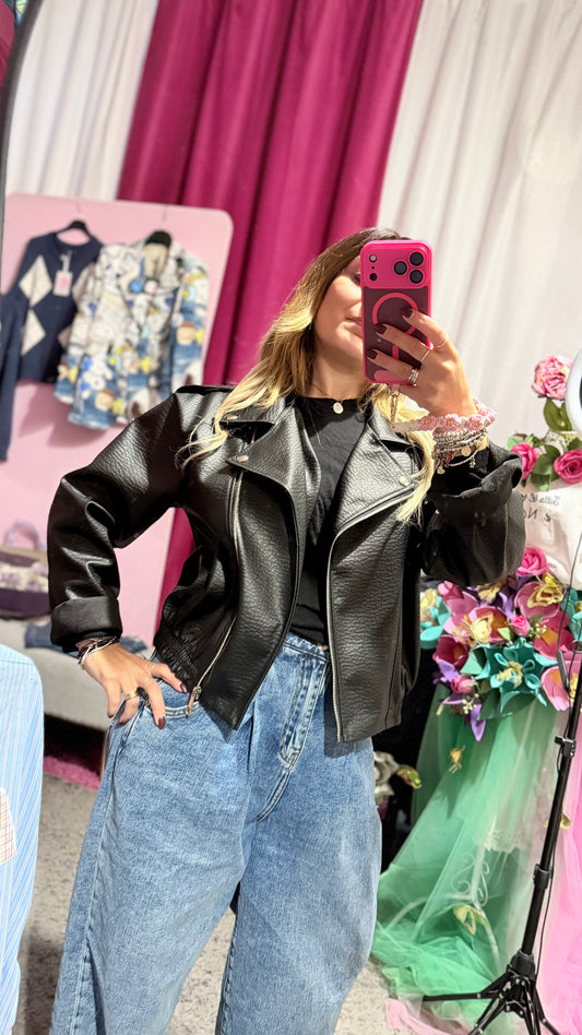 Giubbotto biker nero