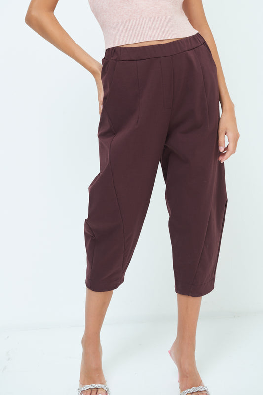 Pantalone a palloncino con elastico bordeaux