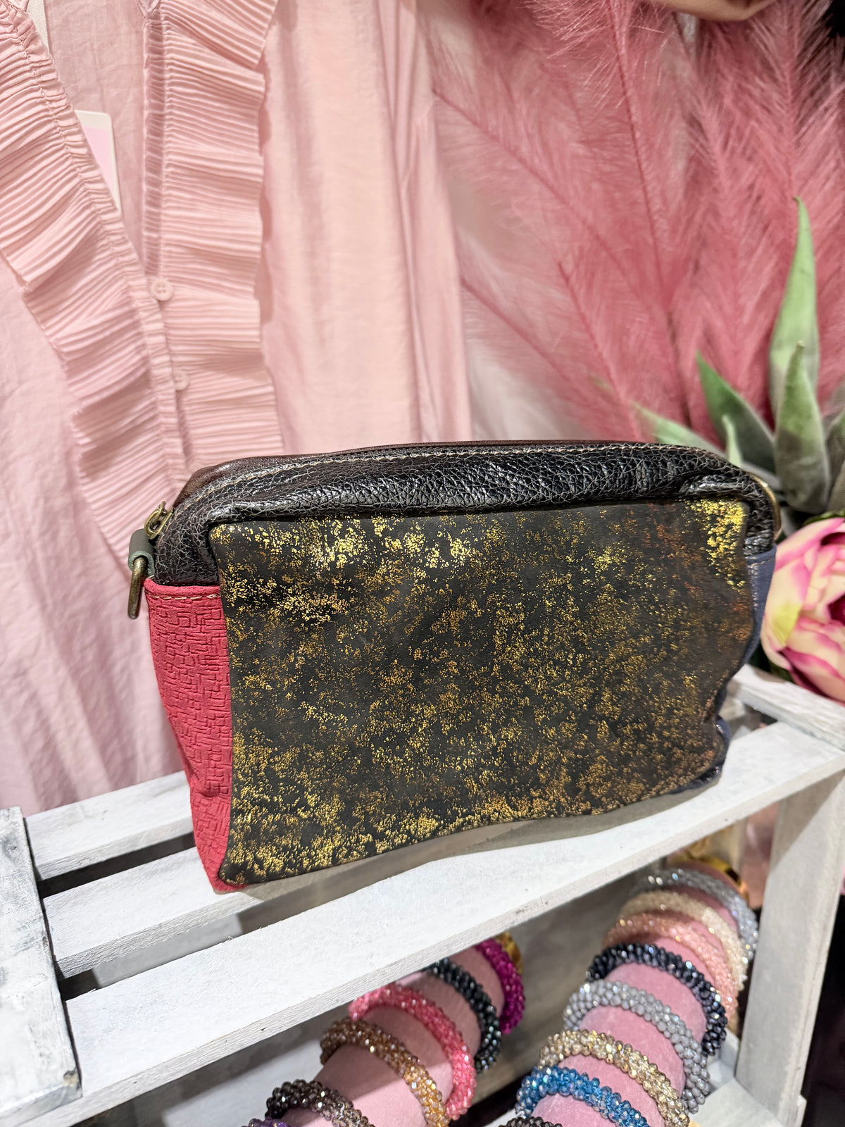 Clutch in pelle con tracolla @4